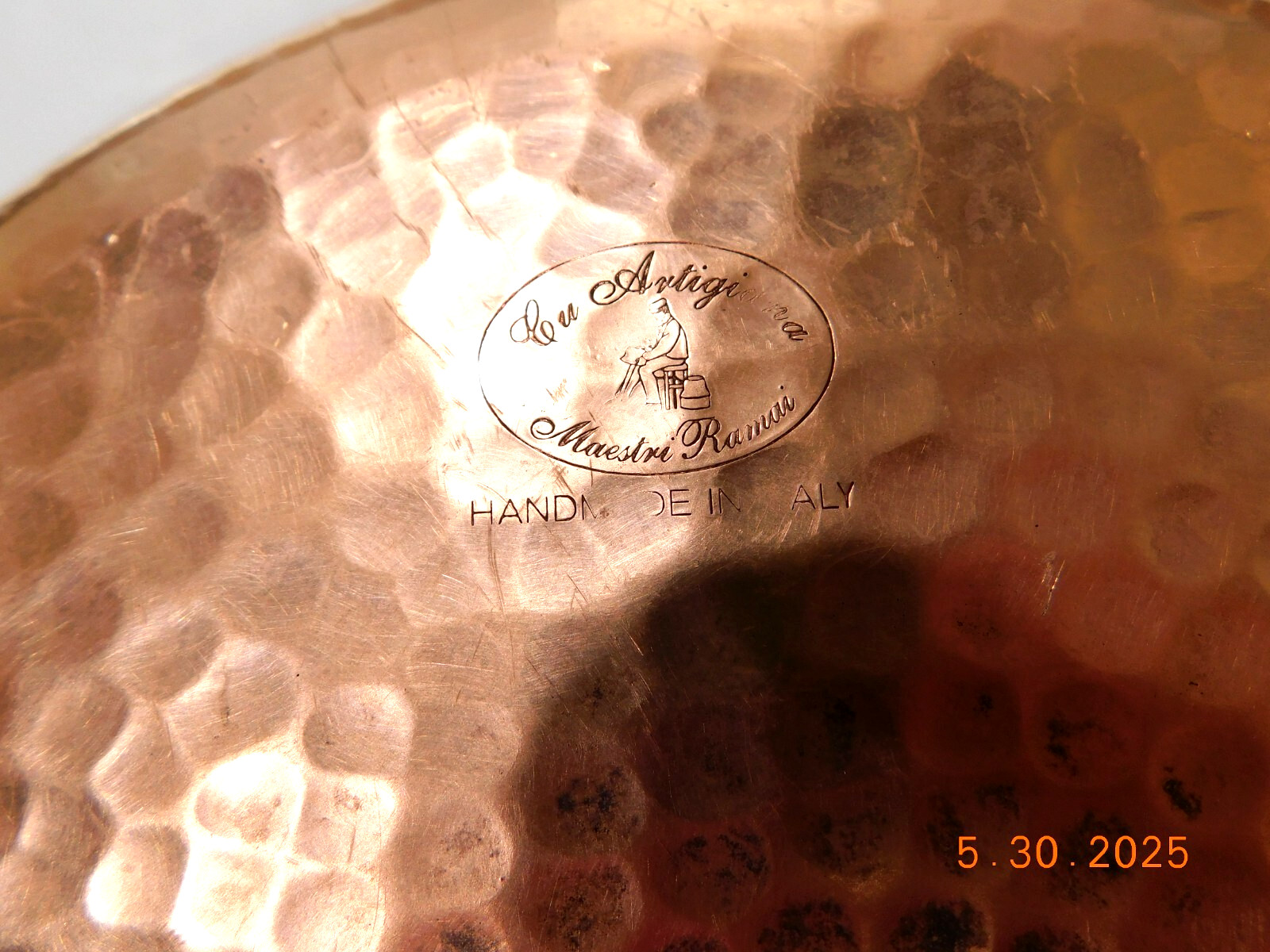CU Artigiana Hammered Copper 13″ Saucier Pan Italy NEEDS RE-TINNED
