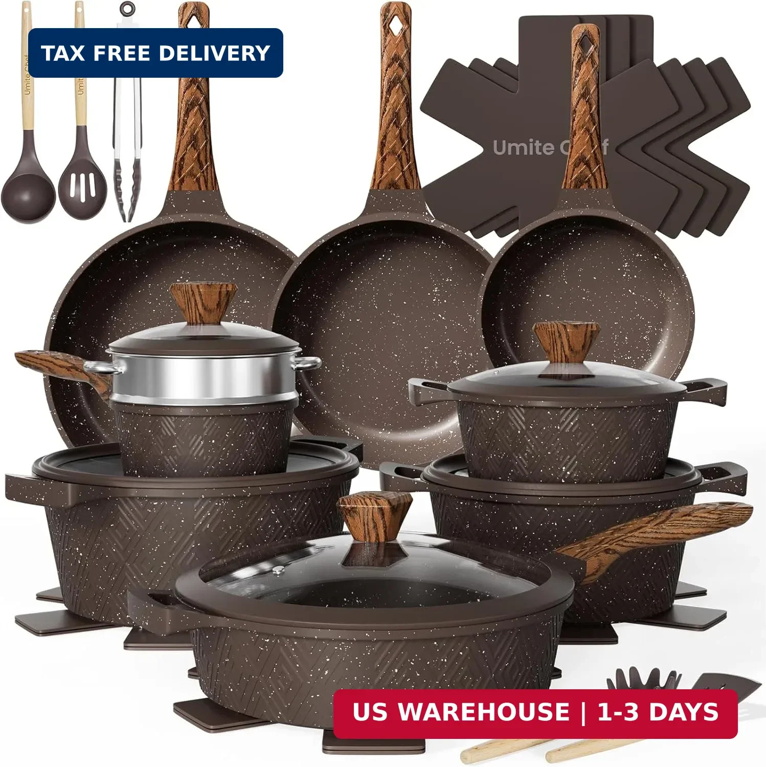 Umite Chef 26PCS Pots and Pans Set Non Stick, Nonstick Cookware Sets, Induction