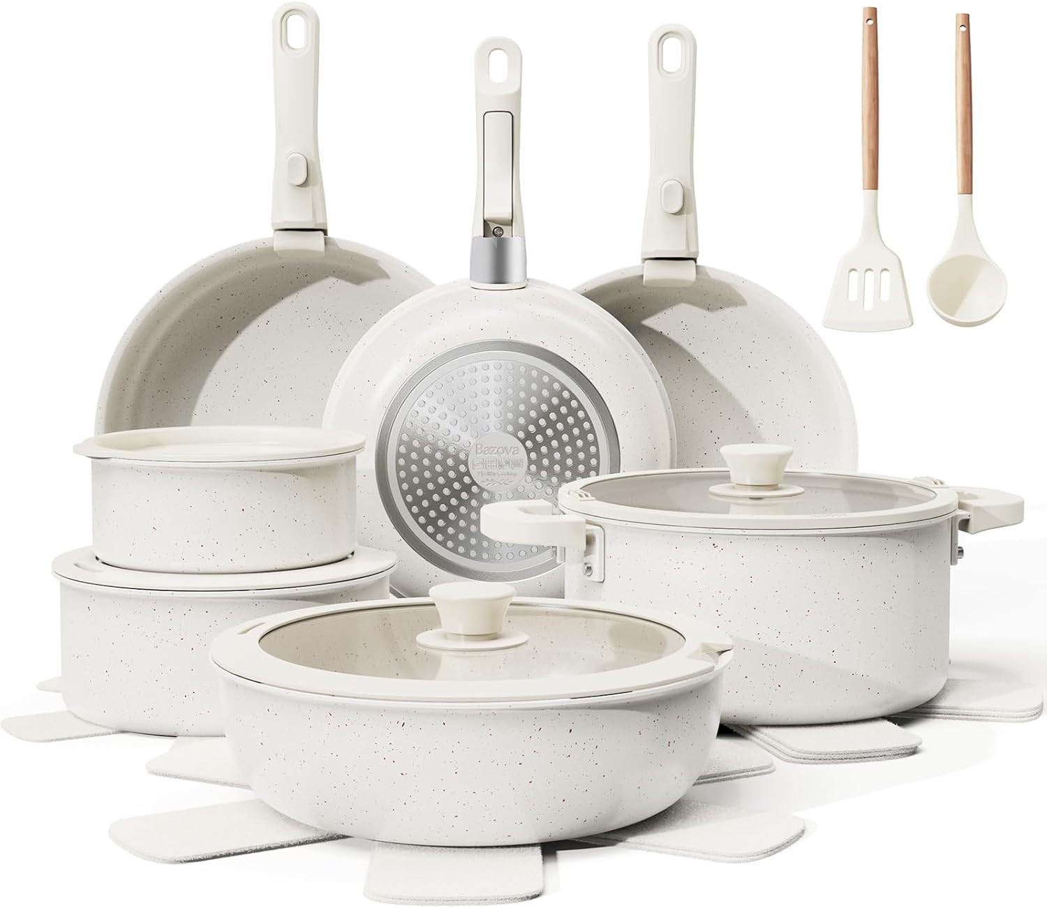 22 Pcs Pots and Pans Set Non Stick with Removable Handles Ceramic Cookware Set