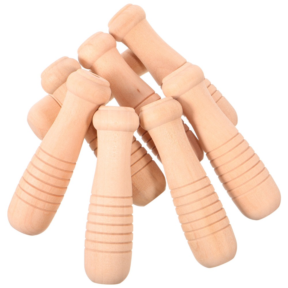 8Pcs Removable Wood Handle Set for Pans Woks and Garden Tools Beige