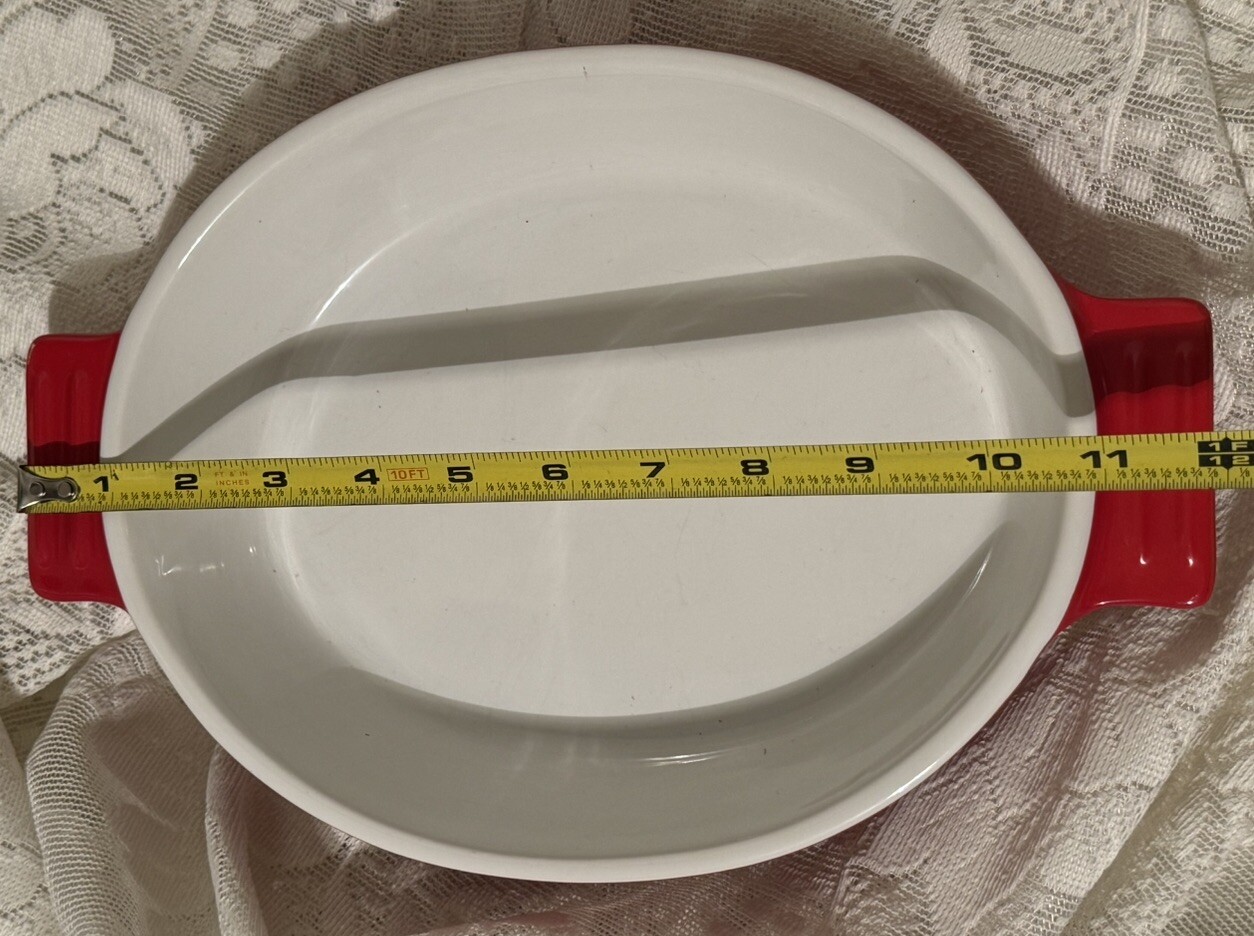 Cuisinart Stoneware 9.5” Oval Baker 1.5 qt Ceramic Casserole Baking Dish Red
