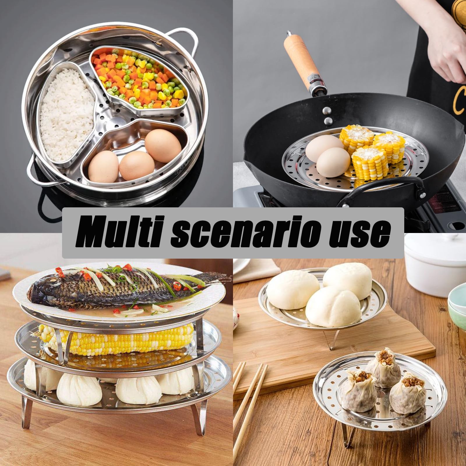 8.66 /22cm Stainless Steel Steaming Rack, Multifunction Steam Basket with Rem…
