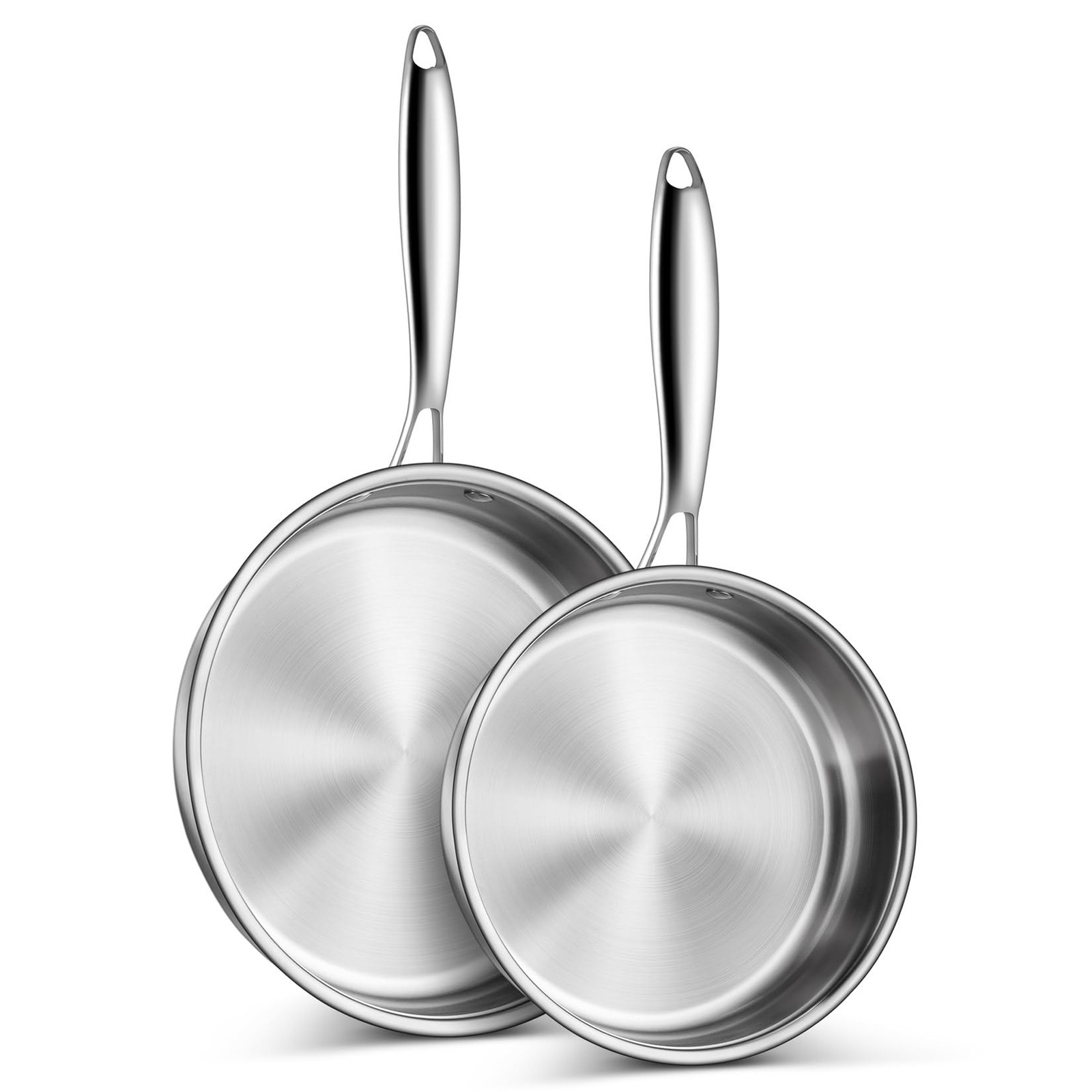 8 & 10 Inch Stainless Steel Frying Pan, 3-Ply Stainless Steel Pan Skillet,