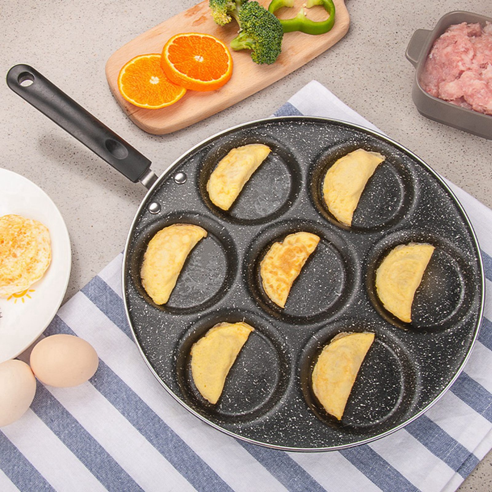 7-Hole Non Stick Cooking Pan For Fried Eggs Burger Mold Kitchen Supplies ZXS