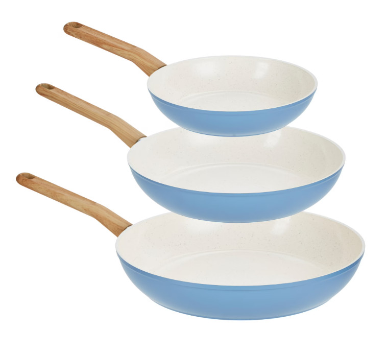 Ceramic Titanium Infused Nonstick Fry Pan Set 3 Piece Healthy Cooking Pans
