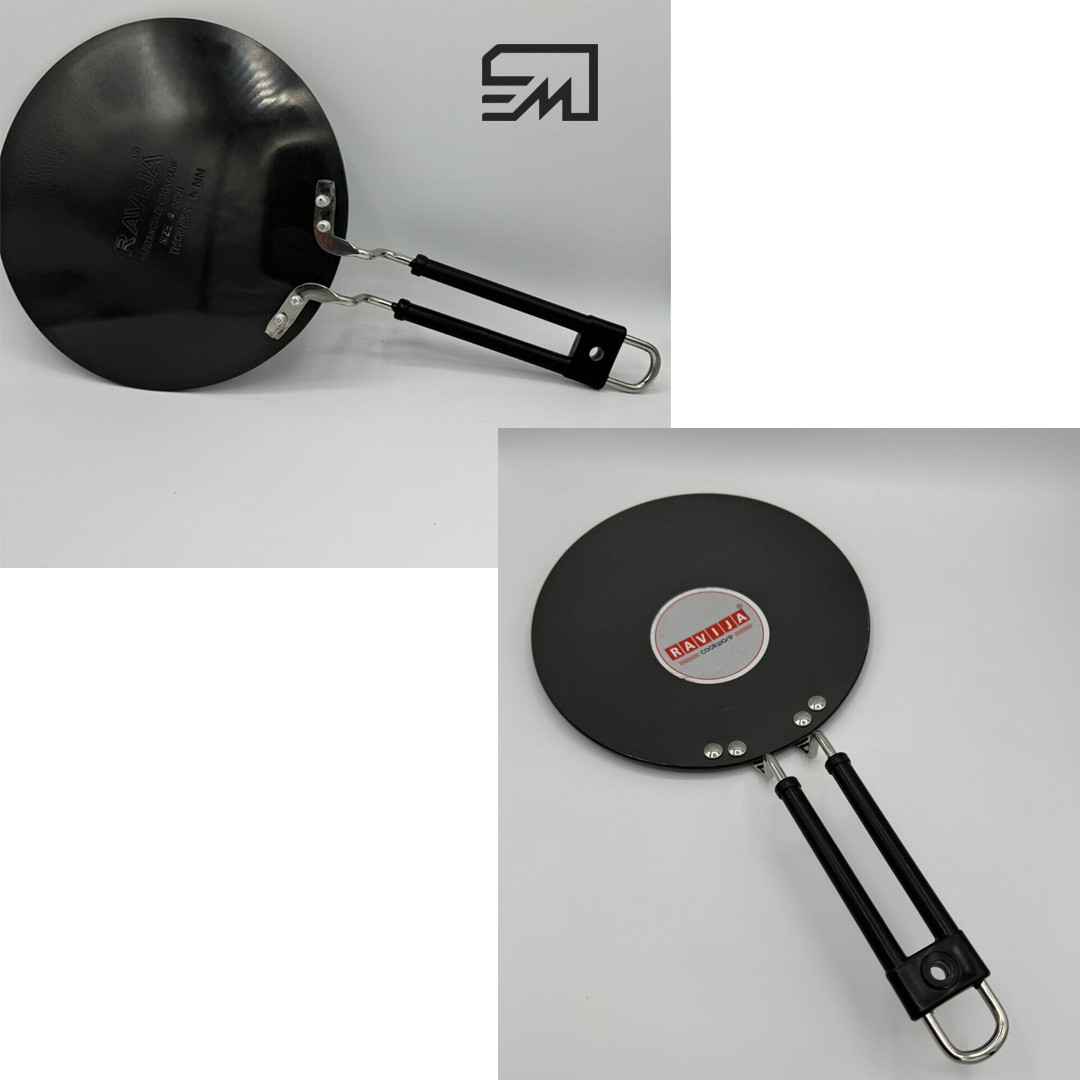 RAVIJA Aluminium Roti Tawa – Concave Hard Anodised Heavy Duty Grip Tava 23cm
