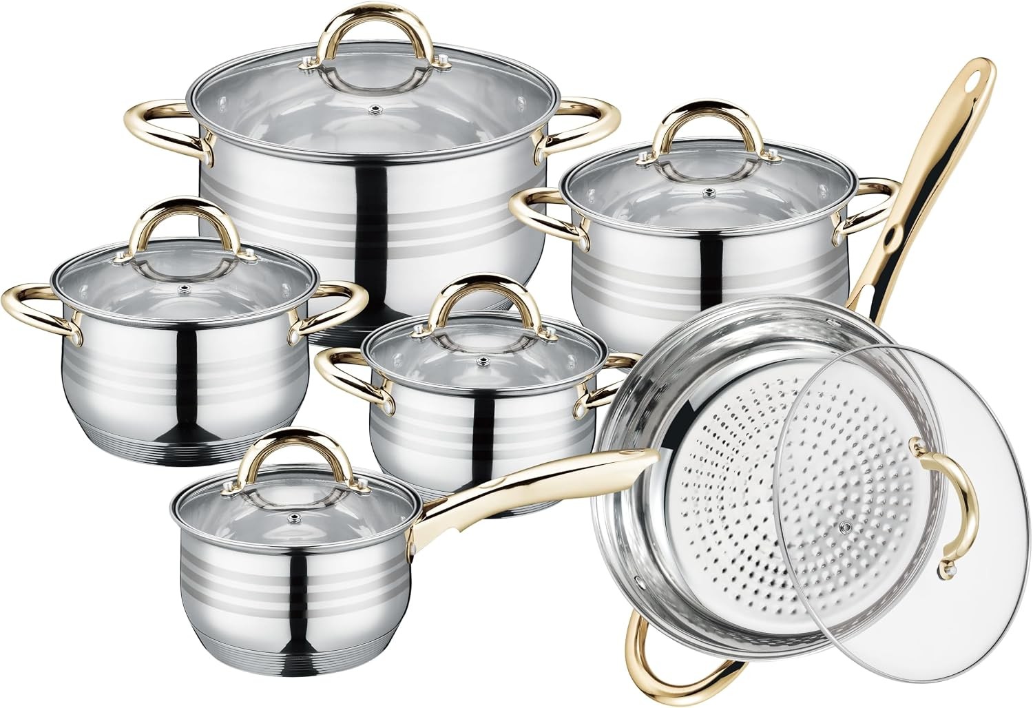 ® 1231G Saucepan Set 12 Pieces – Pots Set Suitable for Induction – Cooking Pot