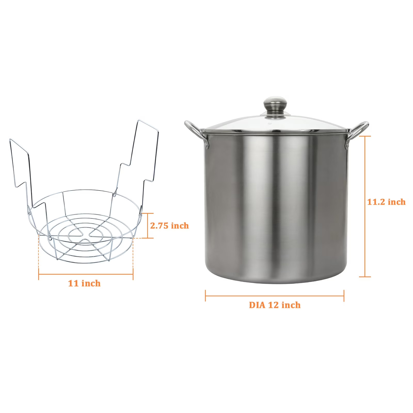 Mainstays 21.5 Quart Stainless Steel Canning Pot with Rack