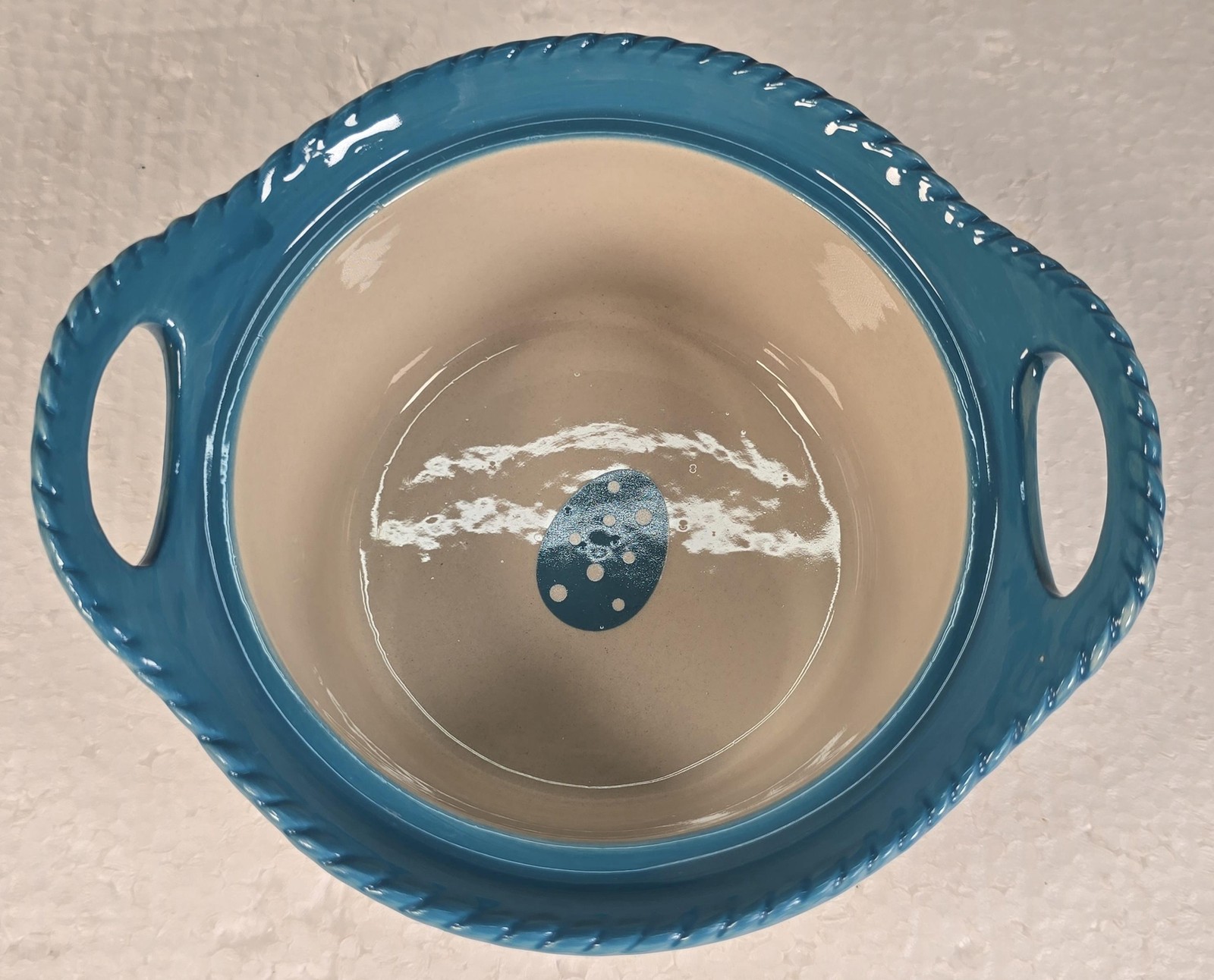 Temp-tations Tara Easter Egg Covered Dish Blue Handles Small 16oz Ceramic Spring