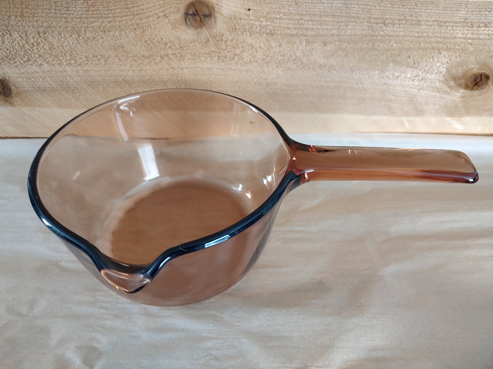 Visions Corning Amber Glass 1L Saucepan Pour Spout Vented Lid Vintage Pyrex Pot