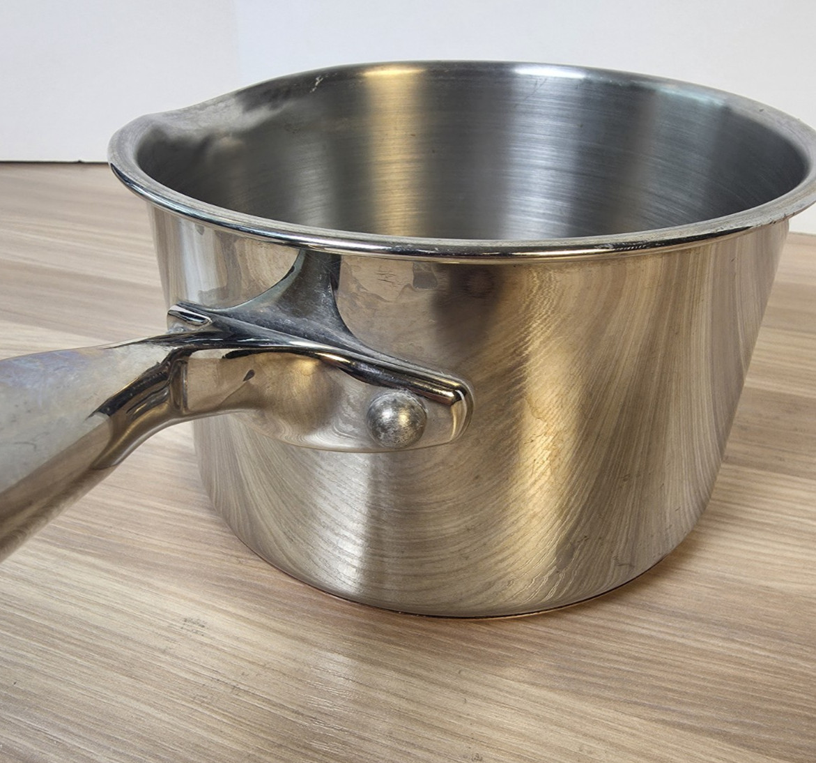Emeril 2 Qt Sauce Pan Pot Single Pour Spout Stainless Steel Copper Base NO lid