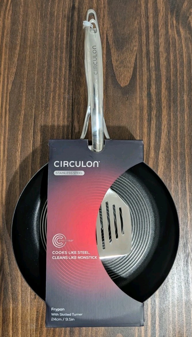 NEW 9.5 Inch Circulon SteelShield Stainless Steel Frypan Frying w/ Turner