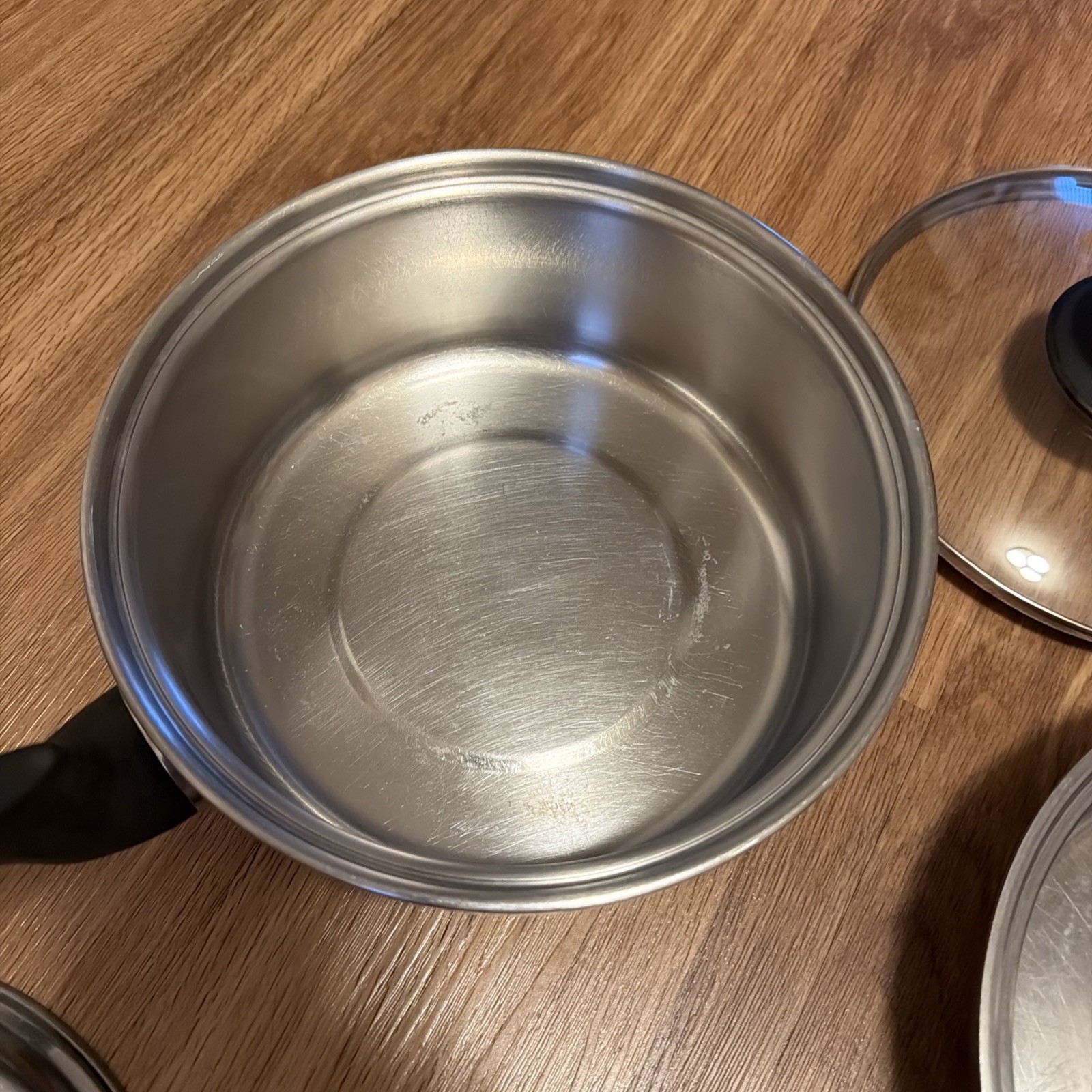 Deluxe Permanent Stainless Cookware Collection Sauce Pan And Skillets