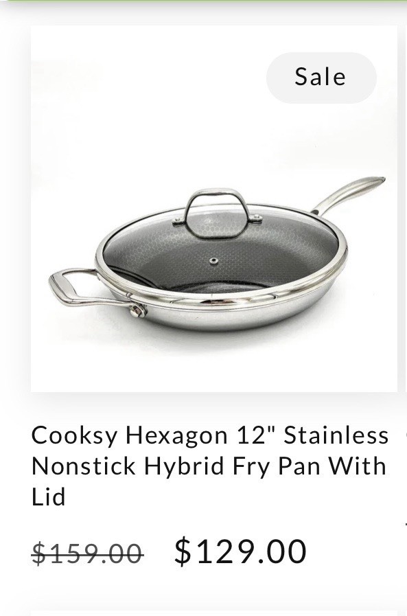 Cooksy Brand, Hexagon, Hybrid, 12 Inch Cookware Frying Pan W/Lid. NIB