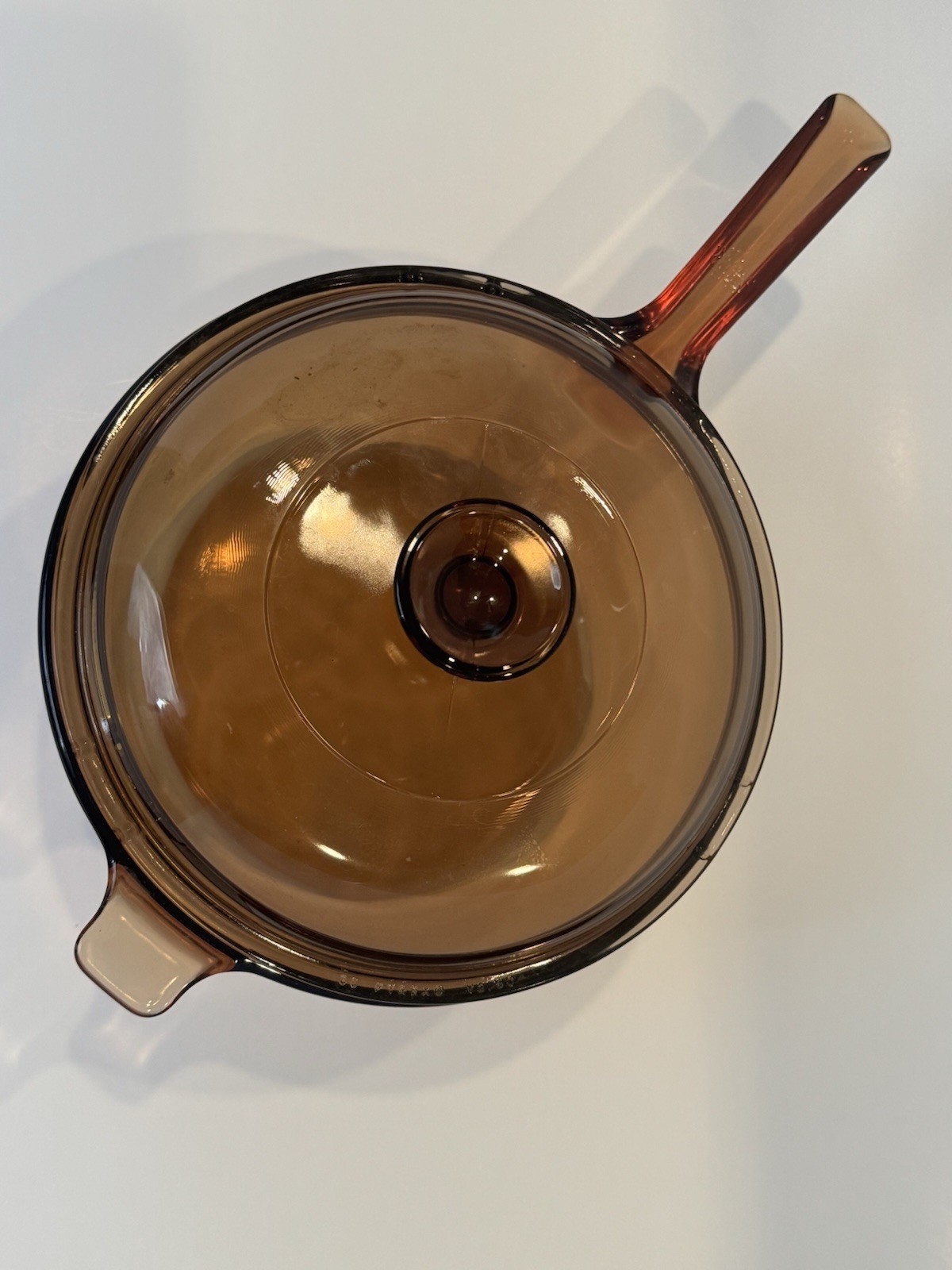 Vintage Corning Visions Amber Glass 2.5L Saucepan Pot with Lid V-2.5-B USA
