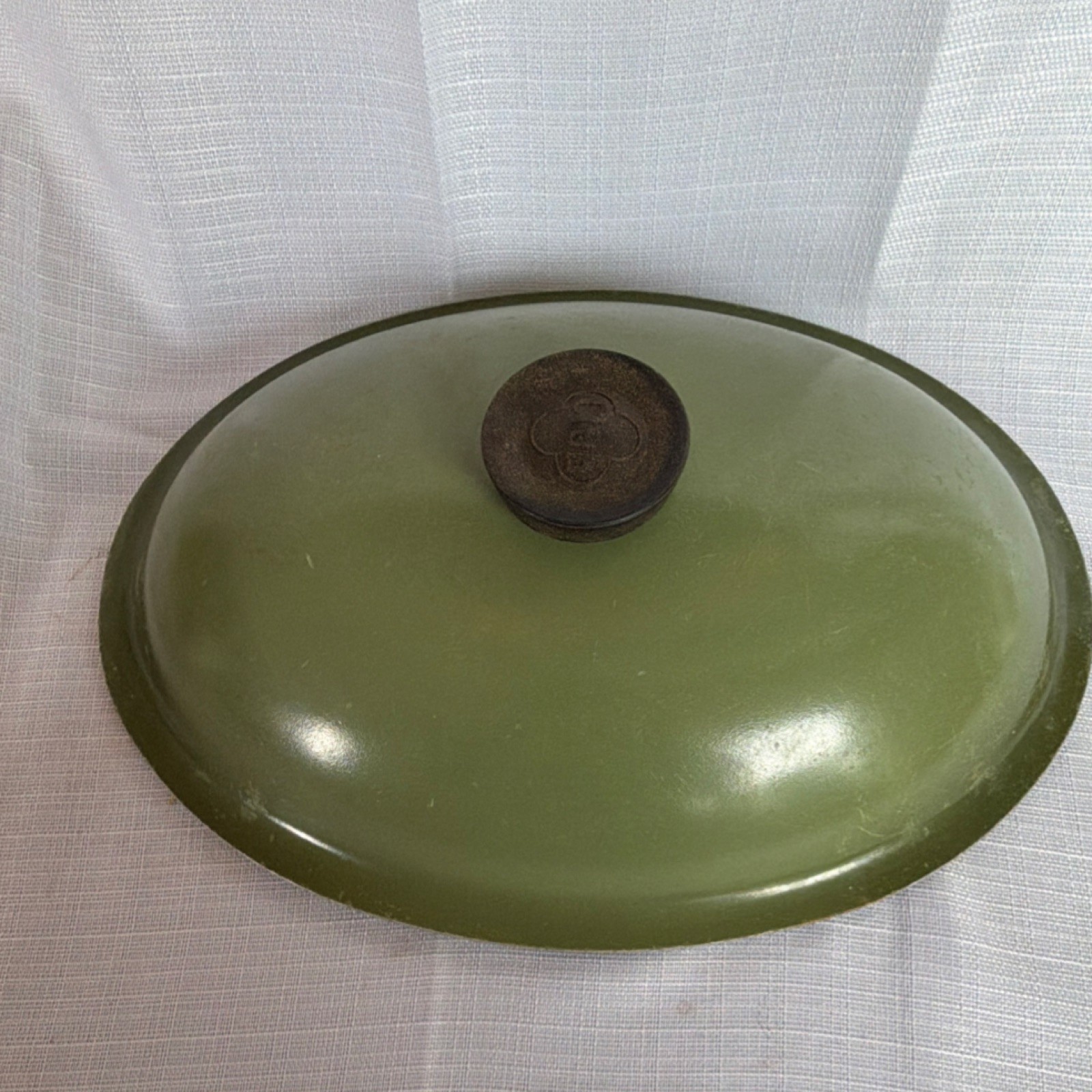 Vintage Club Aluminum 13” Oval Large Lid MCM Used Avocado Green