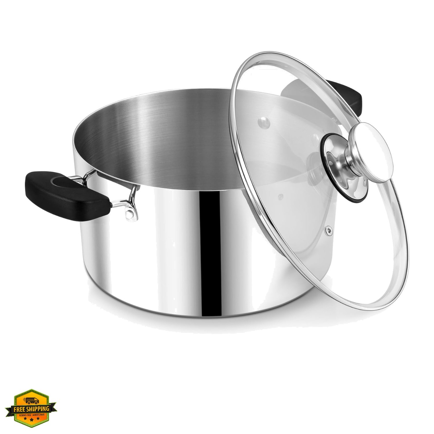 8 Quart 3-Ply Cooking Stock Pot with Lid, Stainless Steel Large Pot for Pasta…