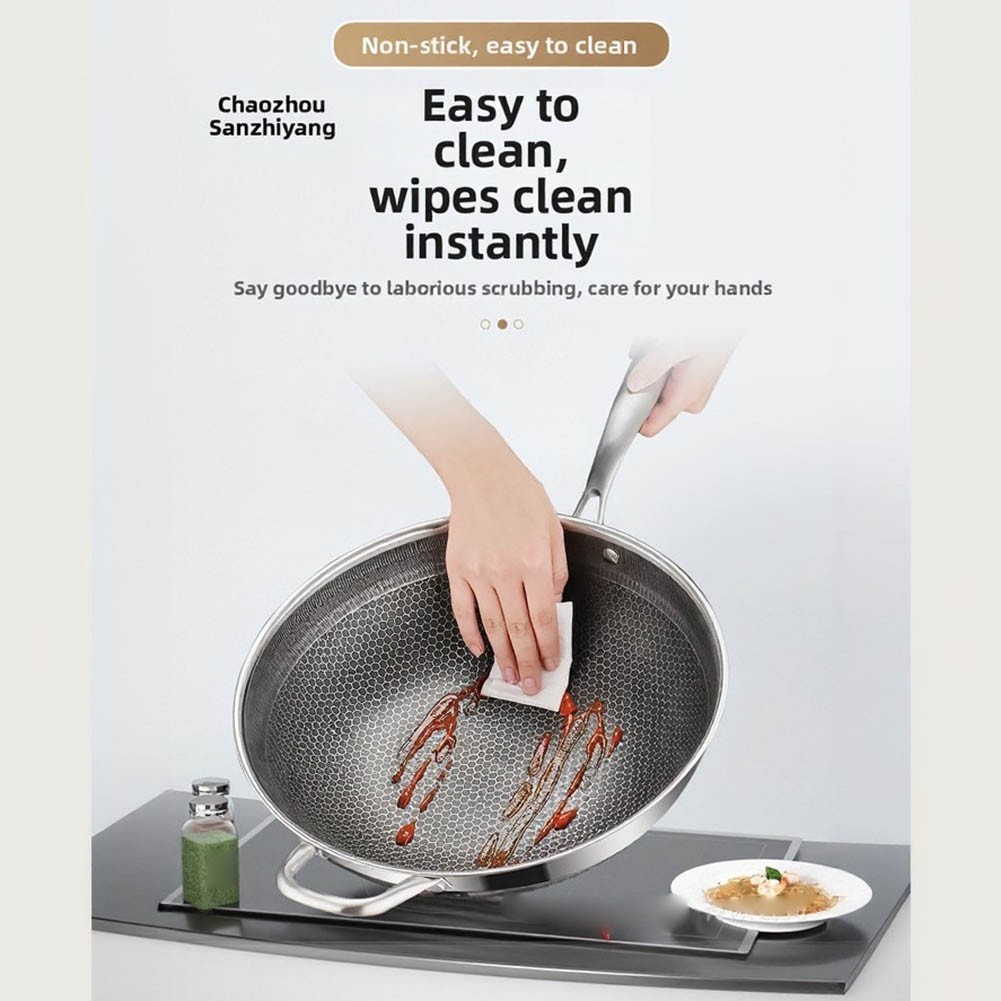 Tri Size Nonstick Wok 12.6 inch 13.4 inch 14.2 inch Oven Safe Up to 900 F