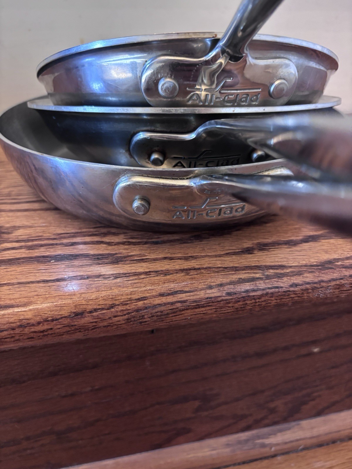 Lot 3 All Clad Stainless Steel 7”, 8” , & 9” Sauté Frying Pan Skillet