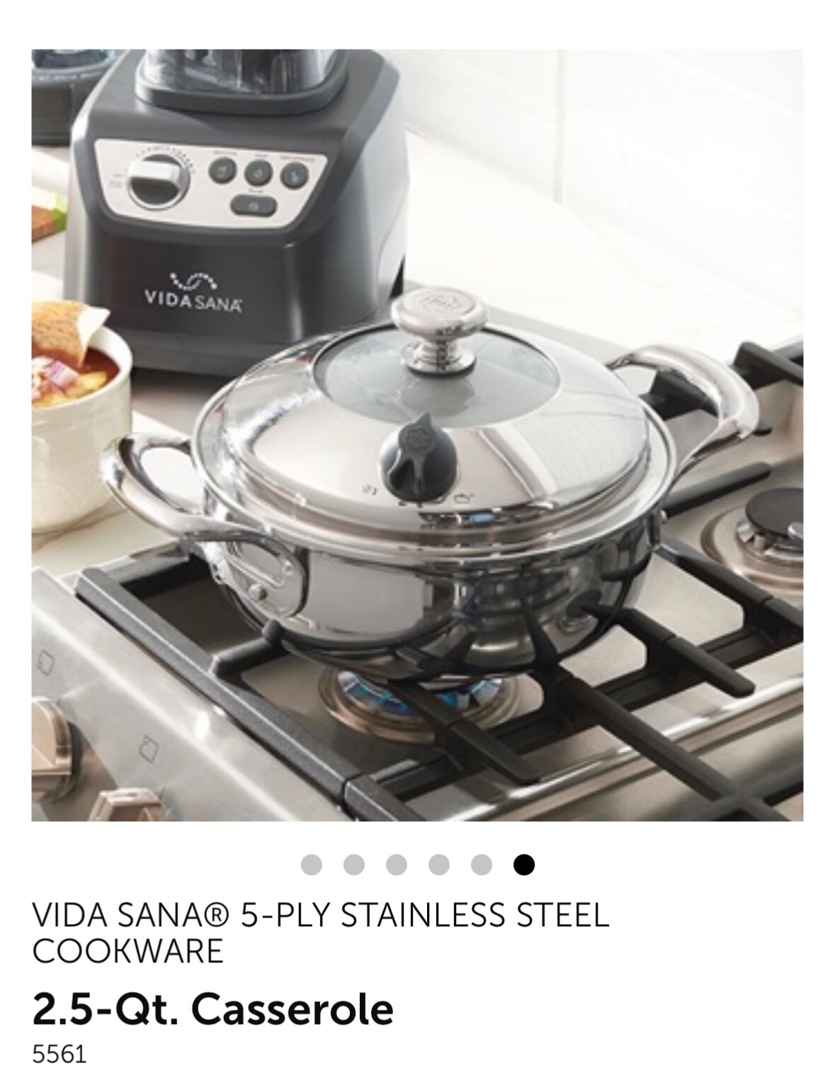 PRINCESS HOUSE STAINLESS STEEL VIDA SANA 5-PLY 2.5-Qt. Casserole