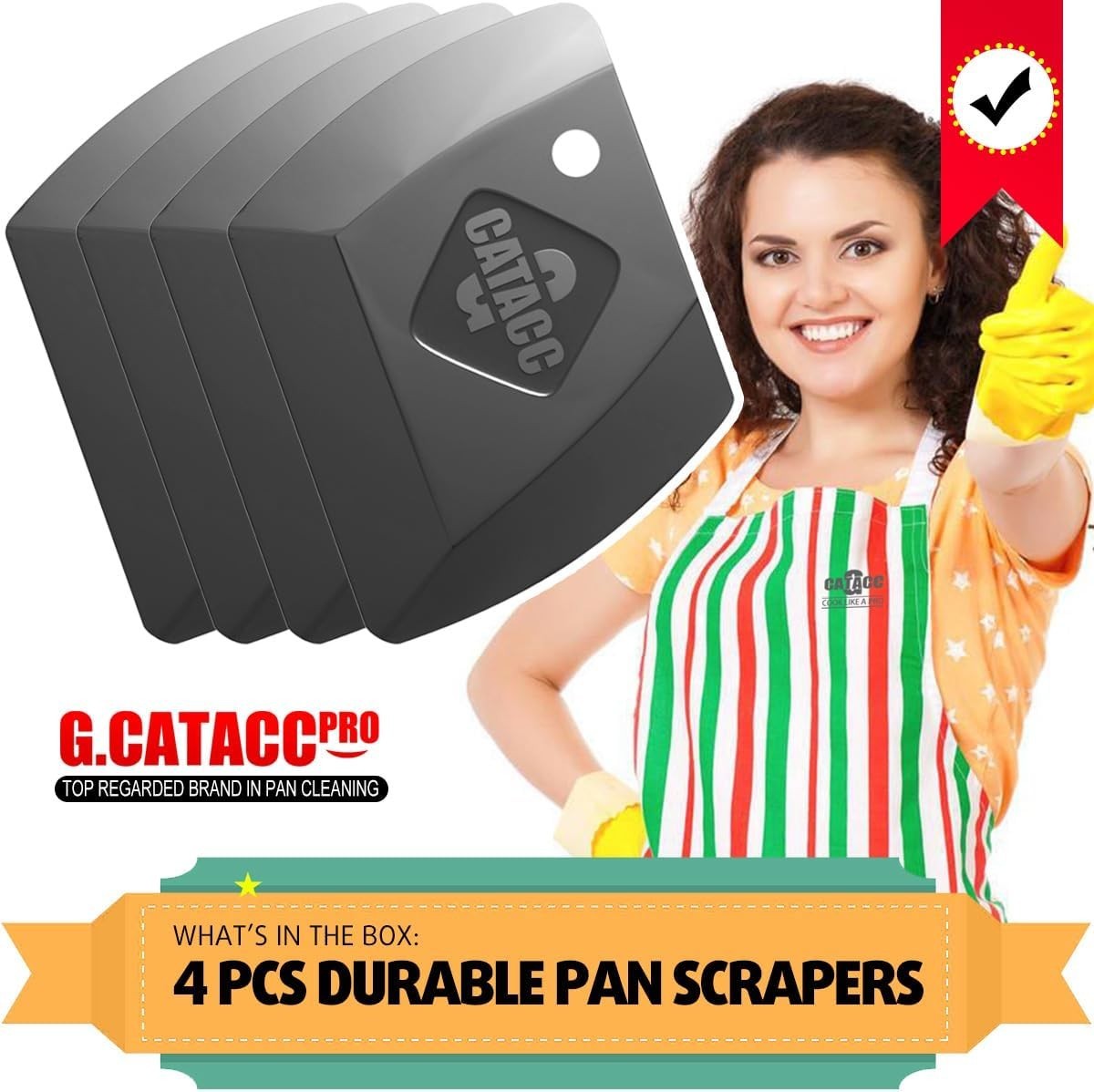 Versatile Plastic Kitchen Scraper Set – 4 Non-Scratch Tools for Easy Cleaning