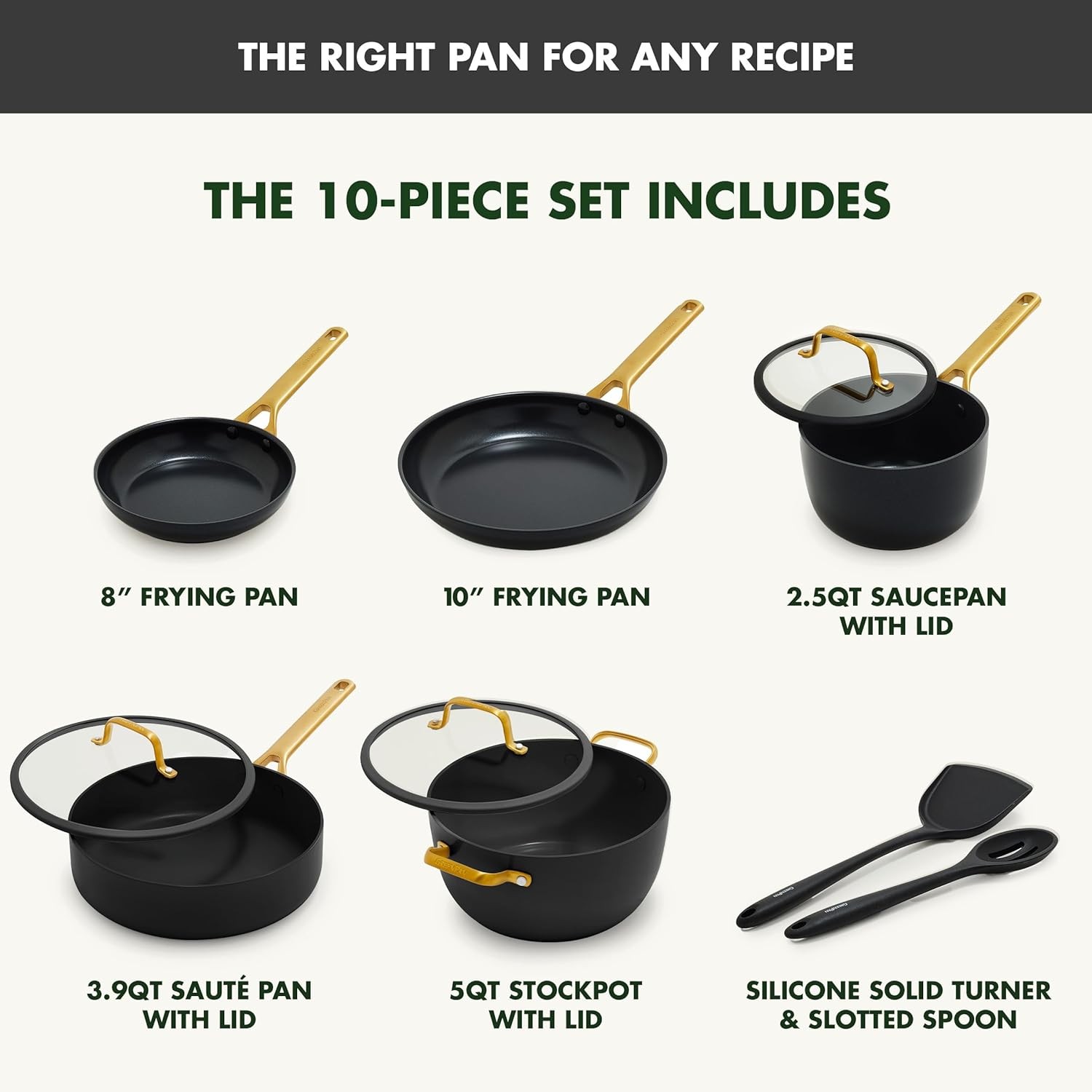 GreenPan Nonstick Reserve Pro 10 Piece Cookware Set, NSF Certified Ceramic, Hard
