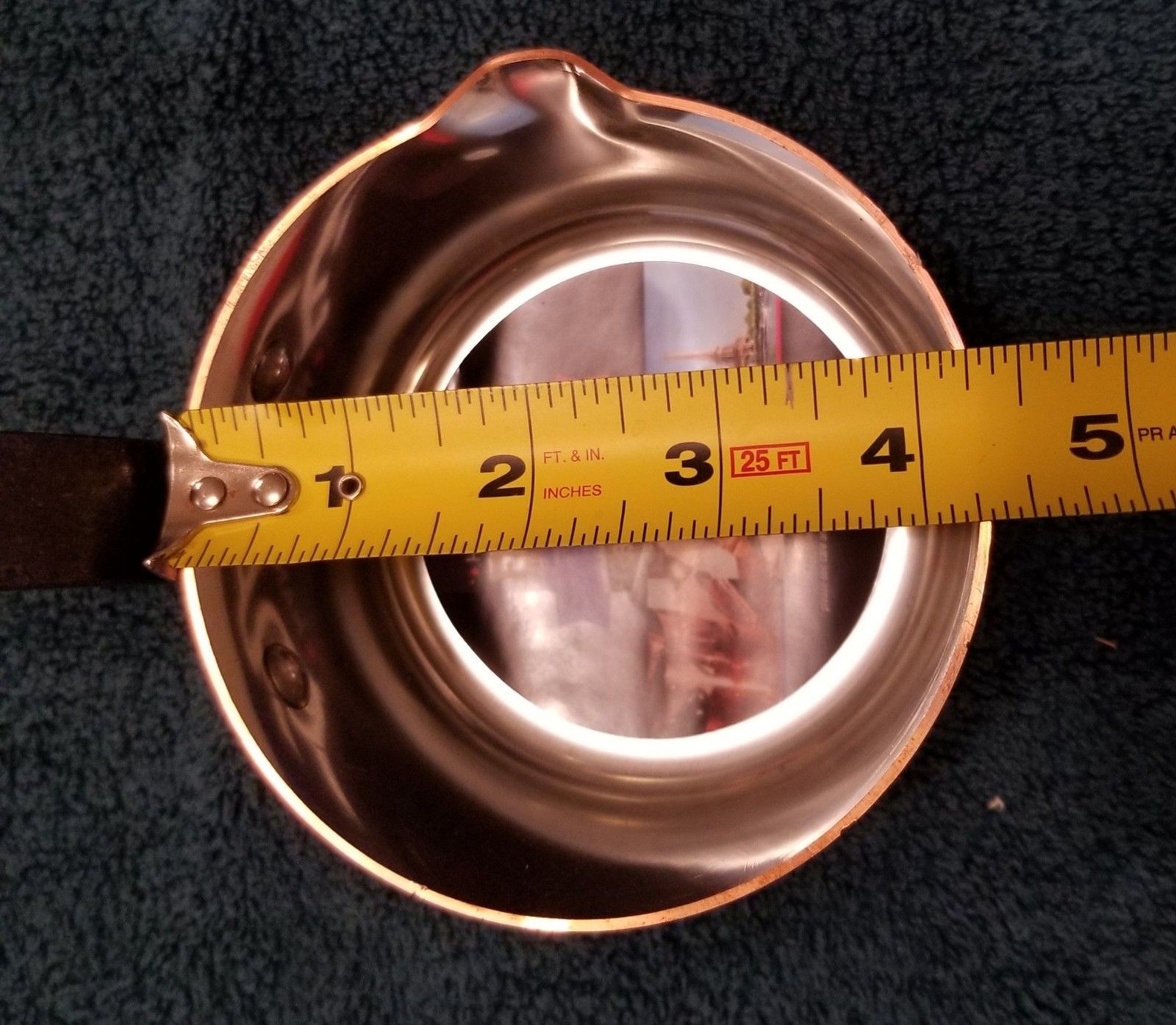 Baumalu copper pan 4 1/4″ with cast iron handle new made in France tin lined