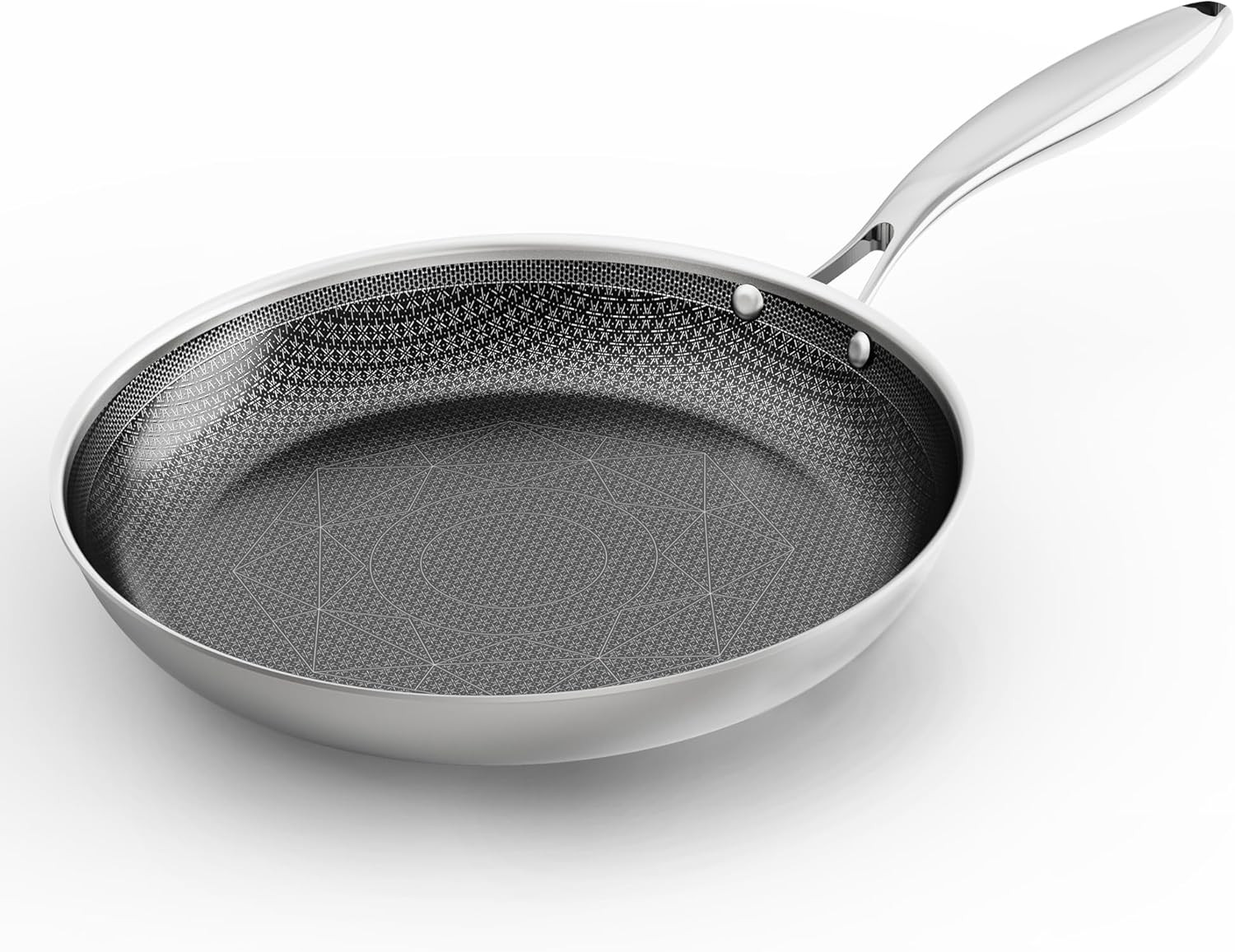 COOKING KING 8-Inch Stainless Steel Pan, Hybrid Nonstick Frying Pan, Skillet, 3-