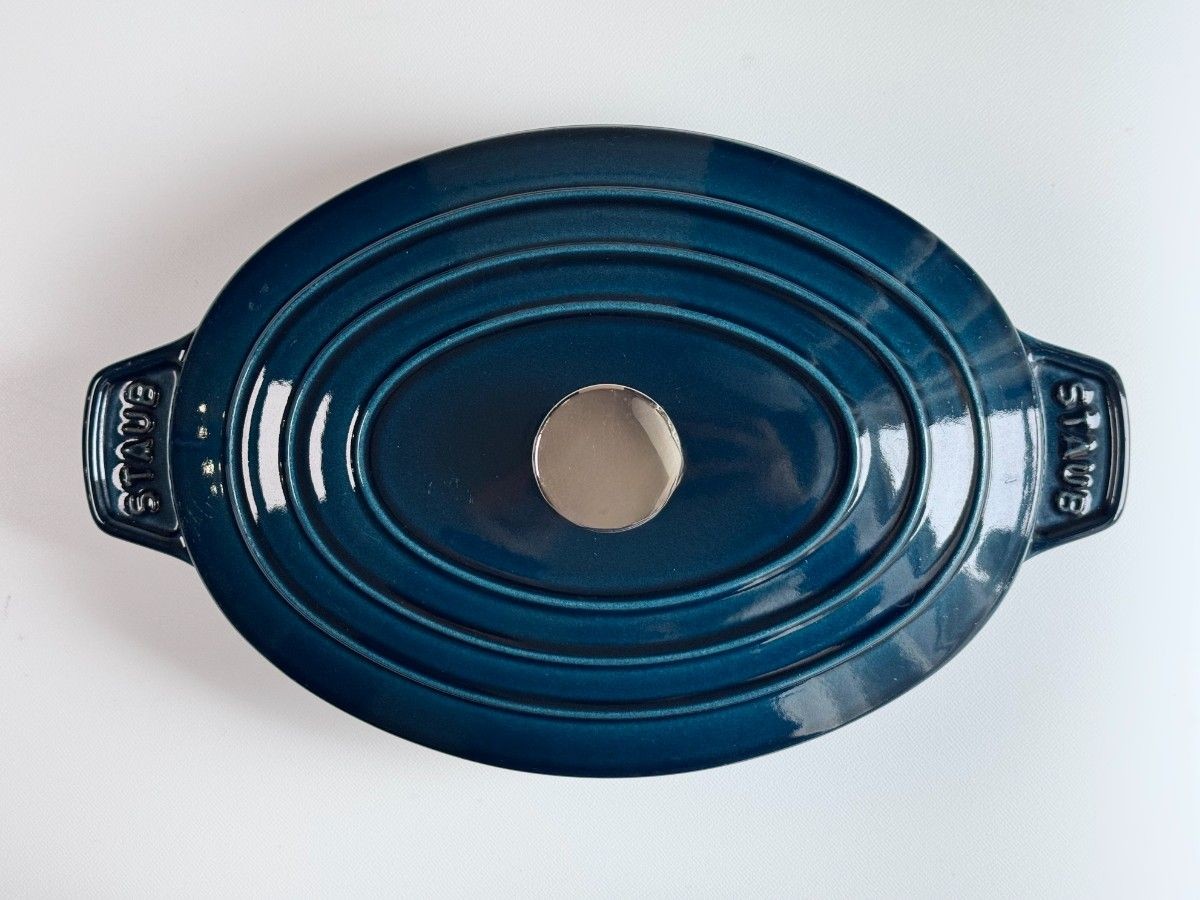 STAUB 23cm Cocotte Oval Hot Plate La Mer Enamel Cast Iron Unused Rare Used TB04