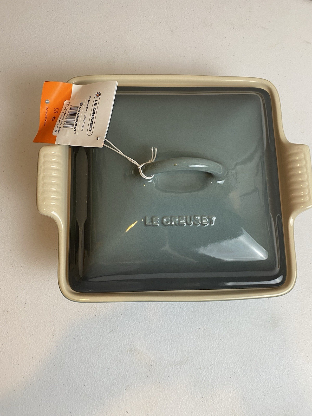 Le Creuset Square Ceramic Casserole Dish w/ Lid 1.7 qt ocean ￼