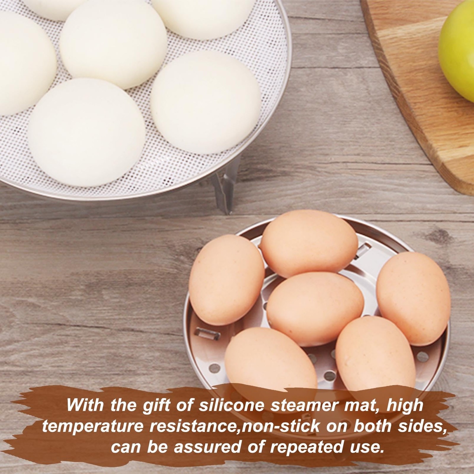 Round Steamer Rack 1pcs with Silicone Liners, Stainless Steel Food Steamer Baske