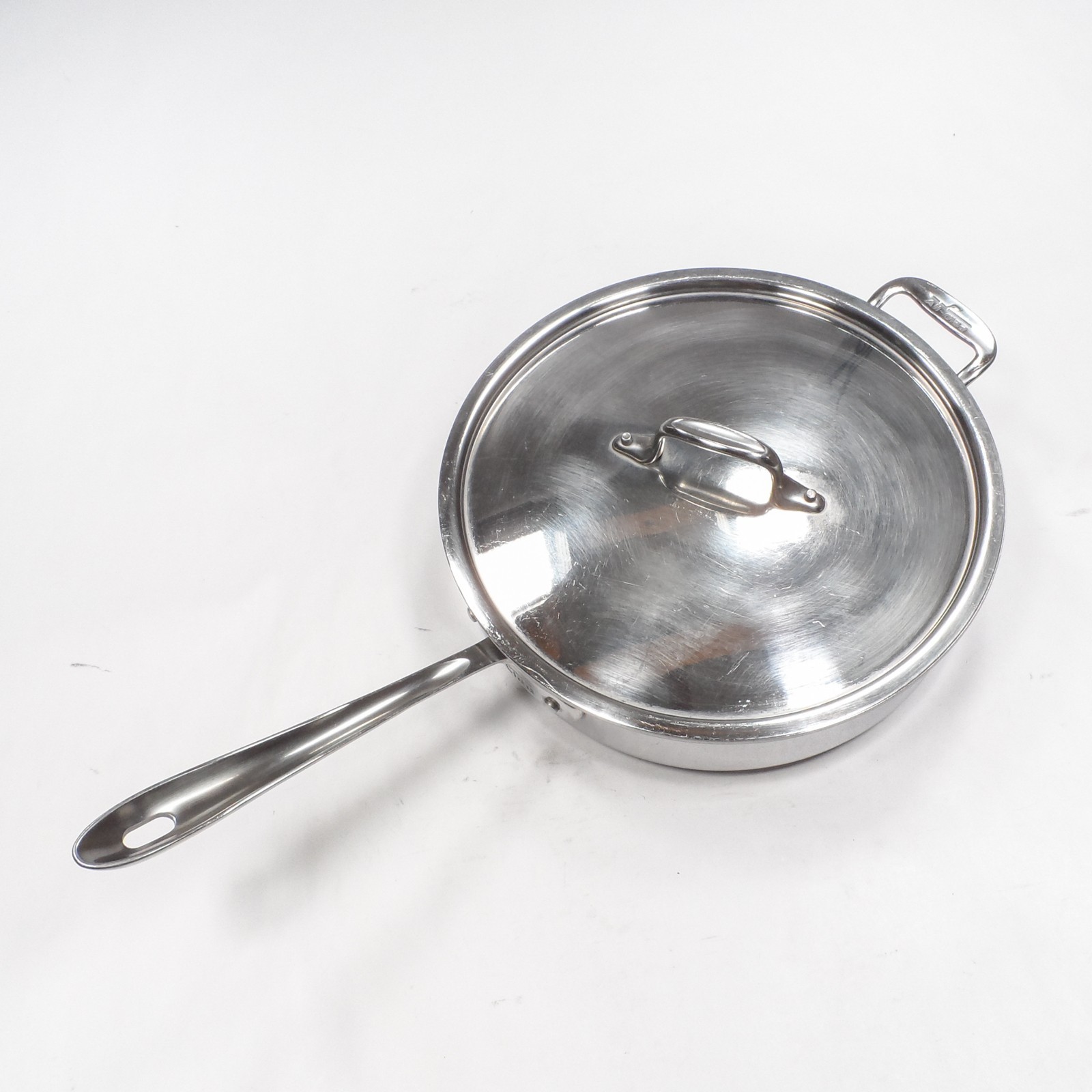 All Clad Made in USA Tri Ply 3 Quart Stainless Steel Saute Pan w/ Matching Lid