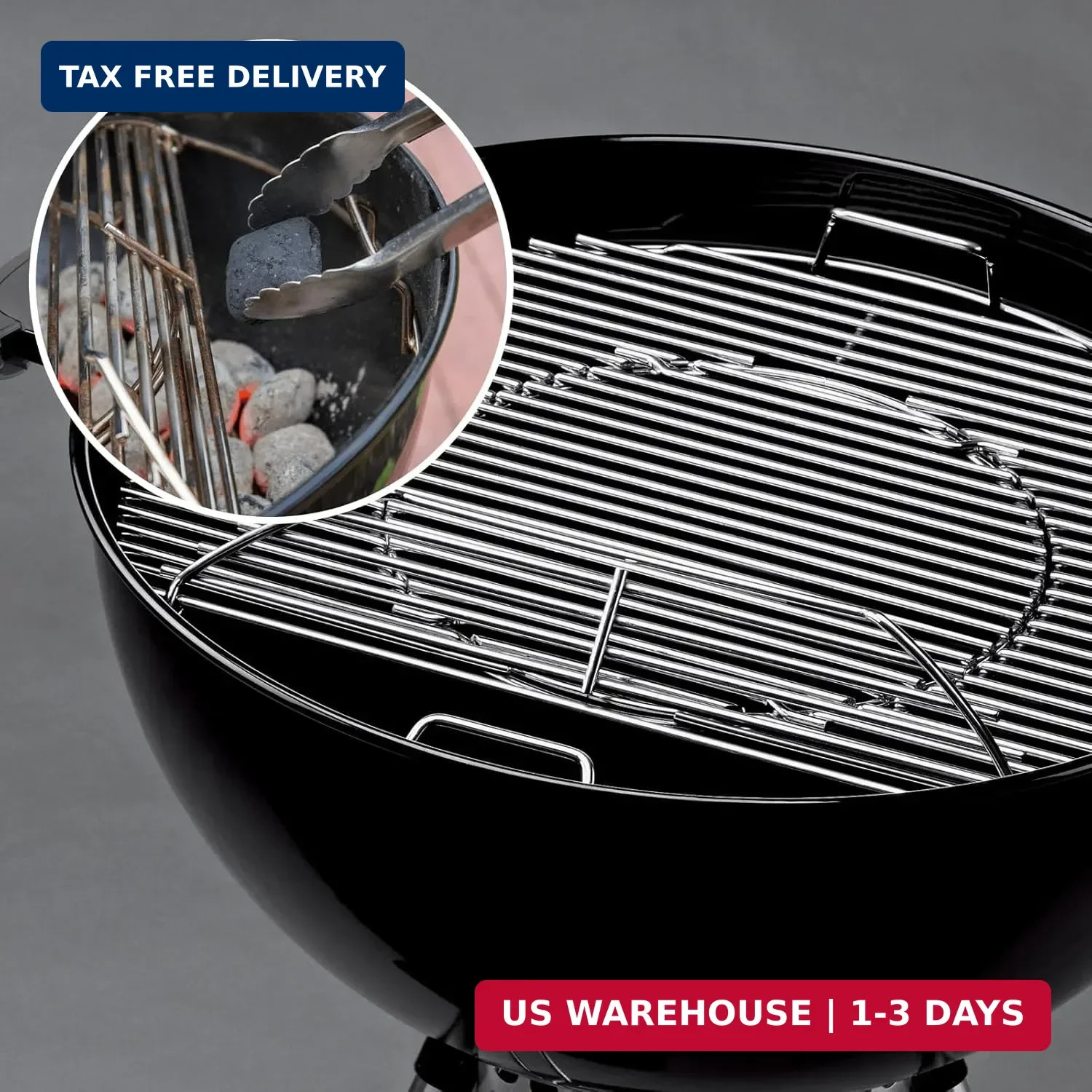 Hinged Cooking Grate for Weber, 22.5 inch Charcoal Grills, Kettle, Performer, Ma