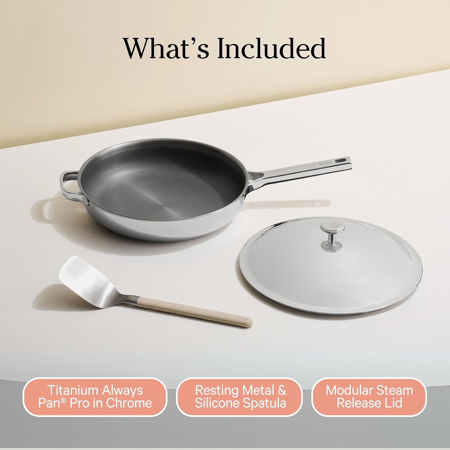 Titanium Always Pan Pro – 10.6” Nonstick Skillet with Spatula – Chrome