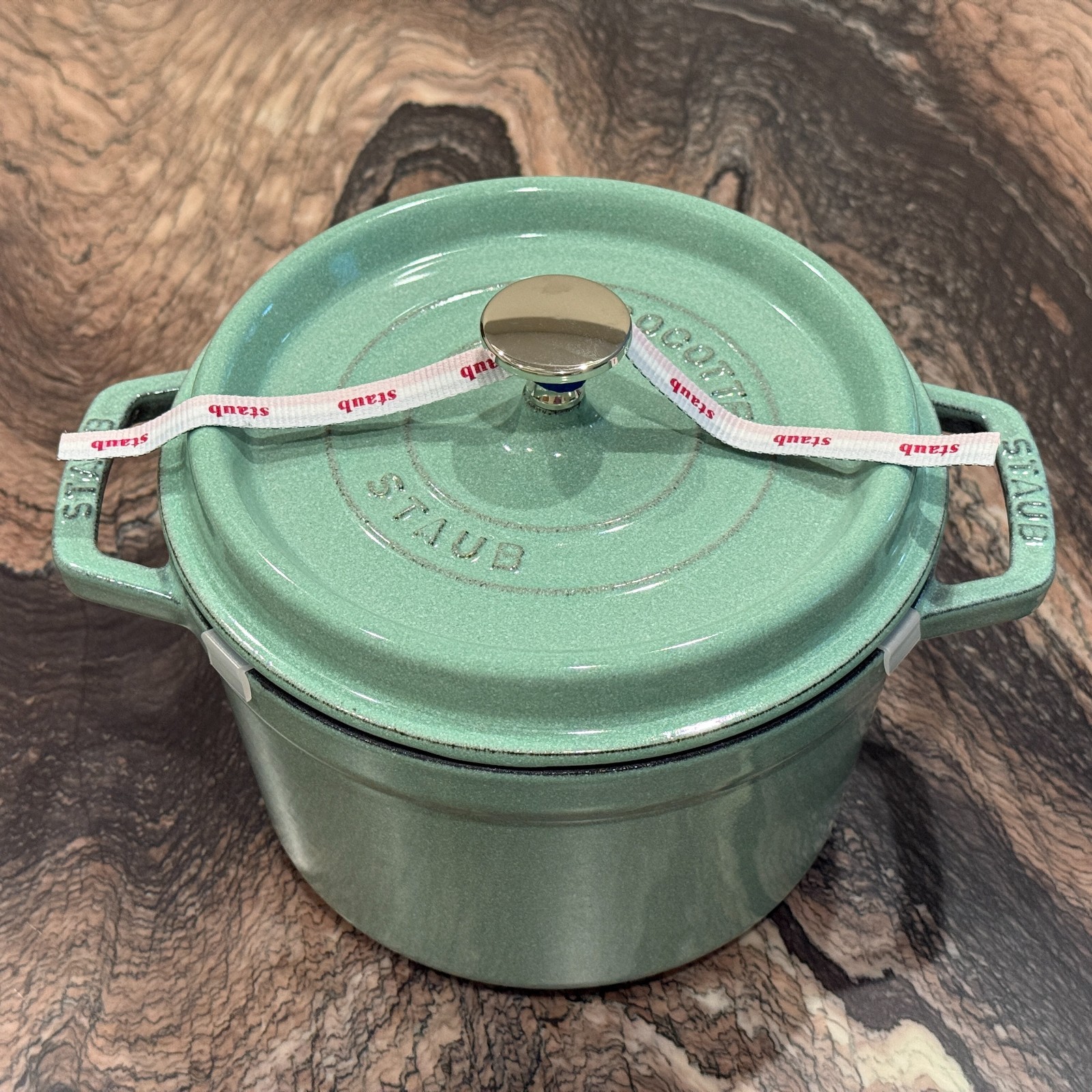 Staub Enameled Cast Iron Sage Green 20 cm Deep Round Cocotte w/Lid, 2.75 L, NIB
