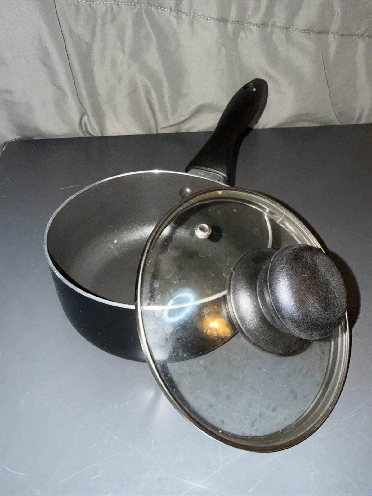 Gibson Home Piece Aluminum Black Nonstick Pot Vented Lid Cookware Set 7”Lx6”Wx3”