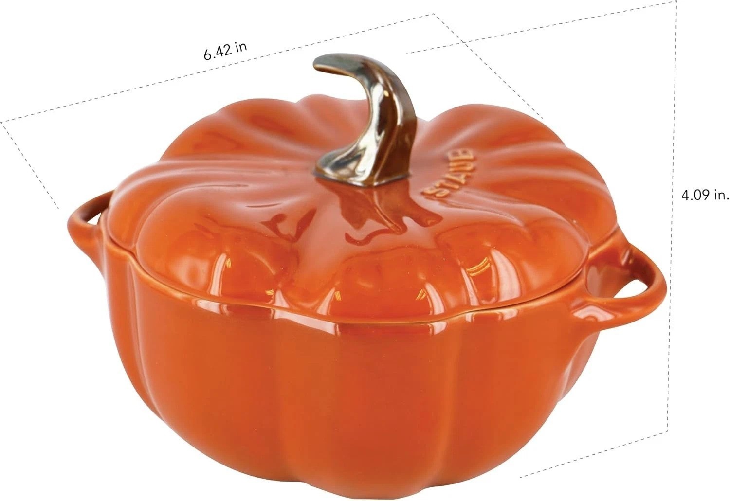 Ceramic 16-oz Petite Pumpkin Cocotte – Burnt Orange
