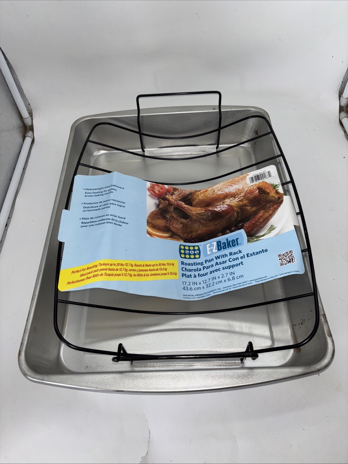 EZ Baker Large Steel bakeware Non-Stick Rack 17.2×12.7×2.7” Never Used READ