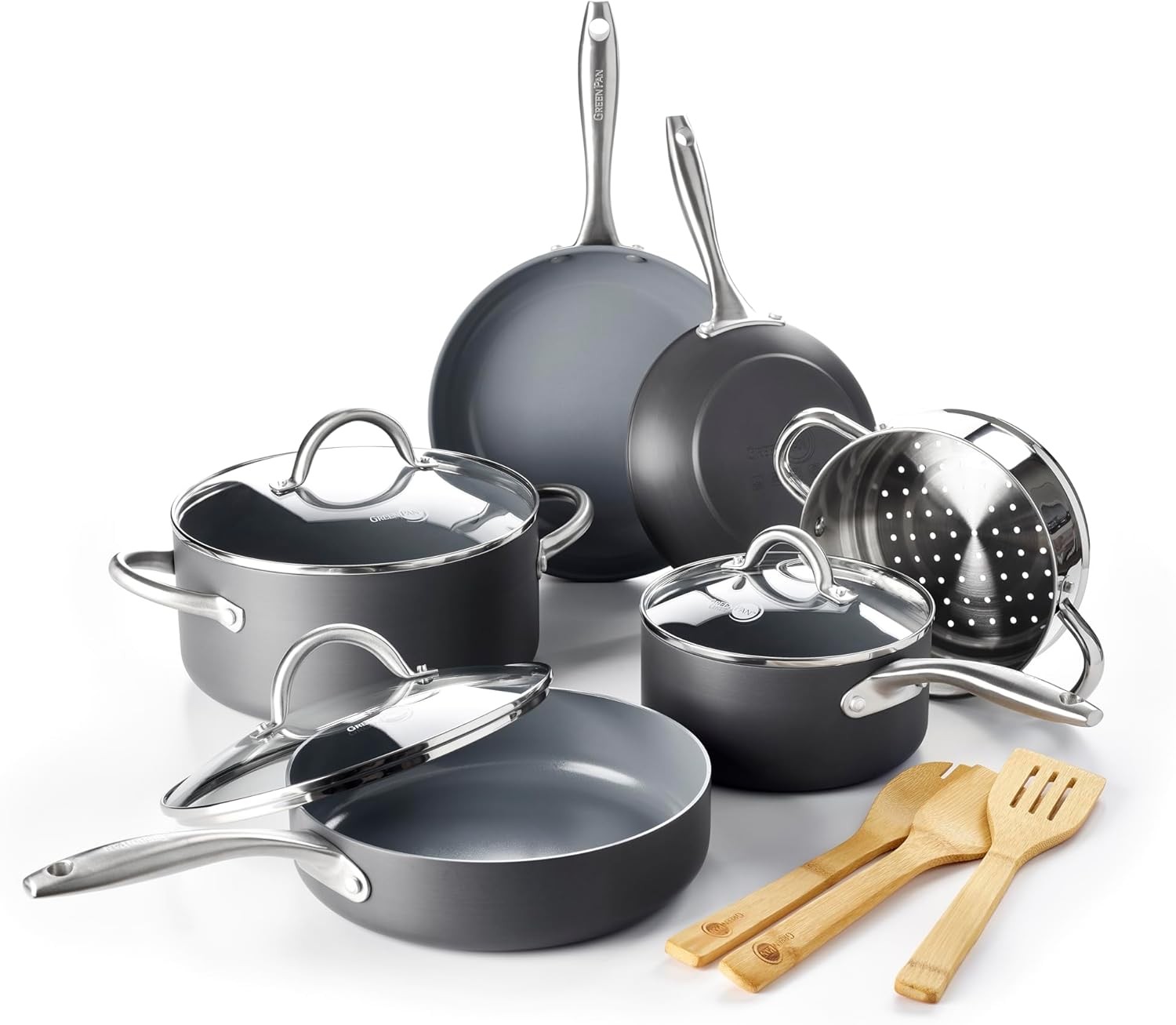 GreenPan Lima Hard Anodized Healthy Ceramic Nonstick 12 Piece Cookware Pots and