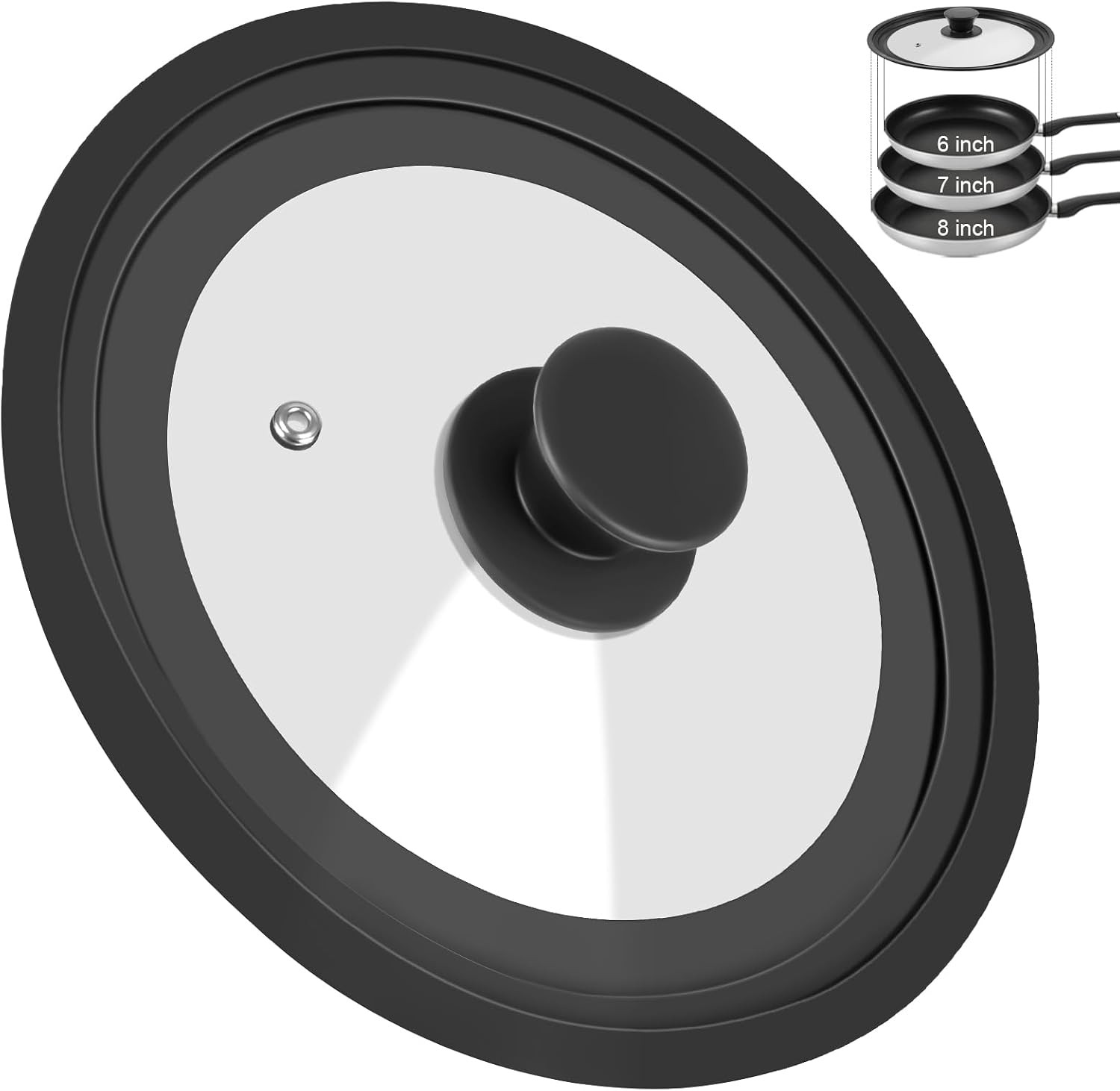 Universal Lid for Pots Pans and Skillets, Pan Cover Fit 6″, 7″, 8″ Diameter