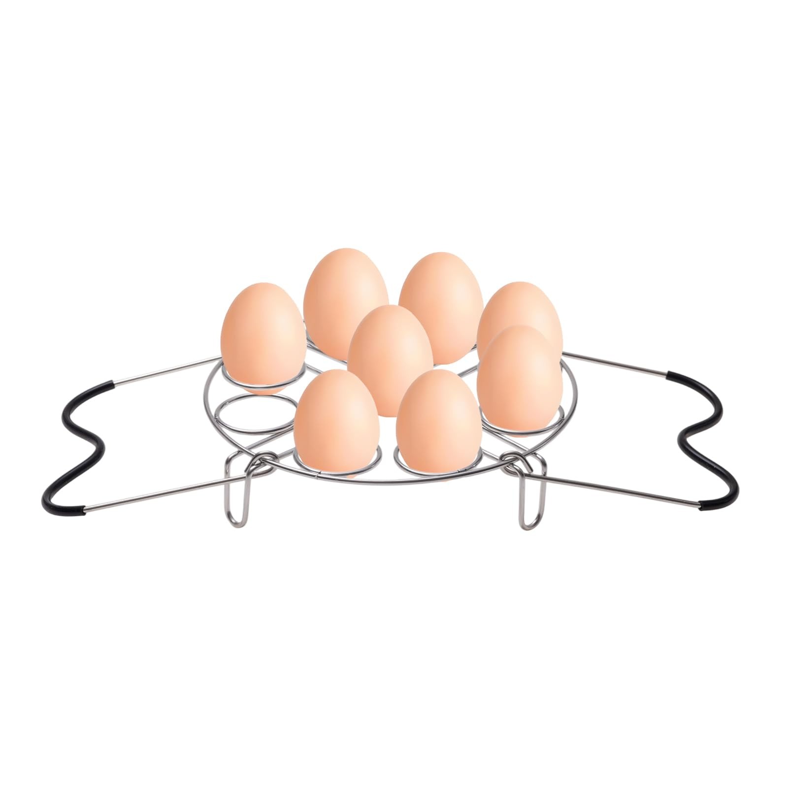 19.5cm/7.68inch Silver Egg Steamer Rack Trivet with Heat Resistant Silicone H…