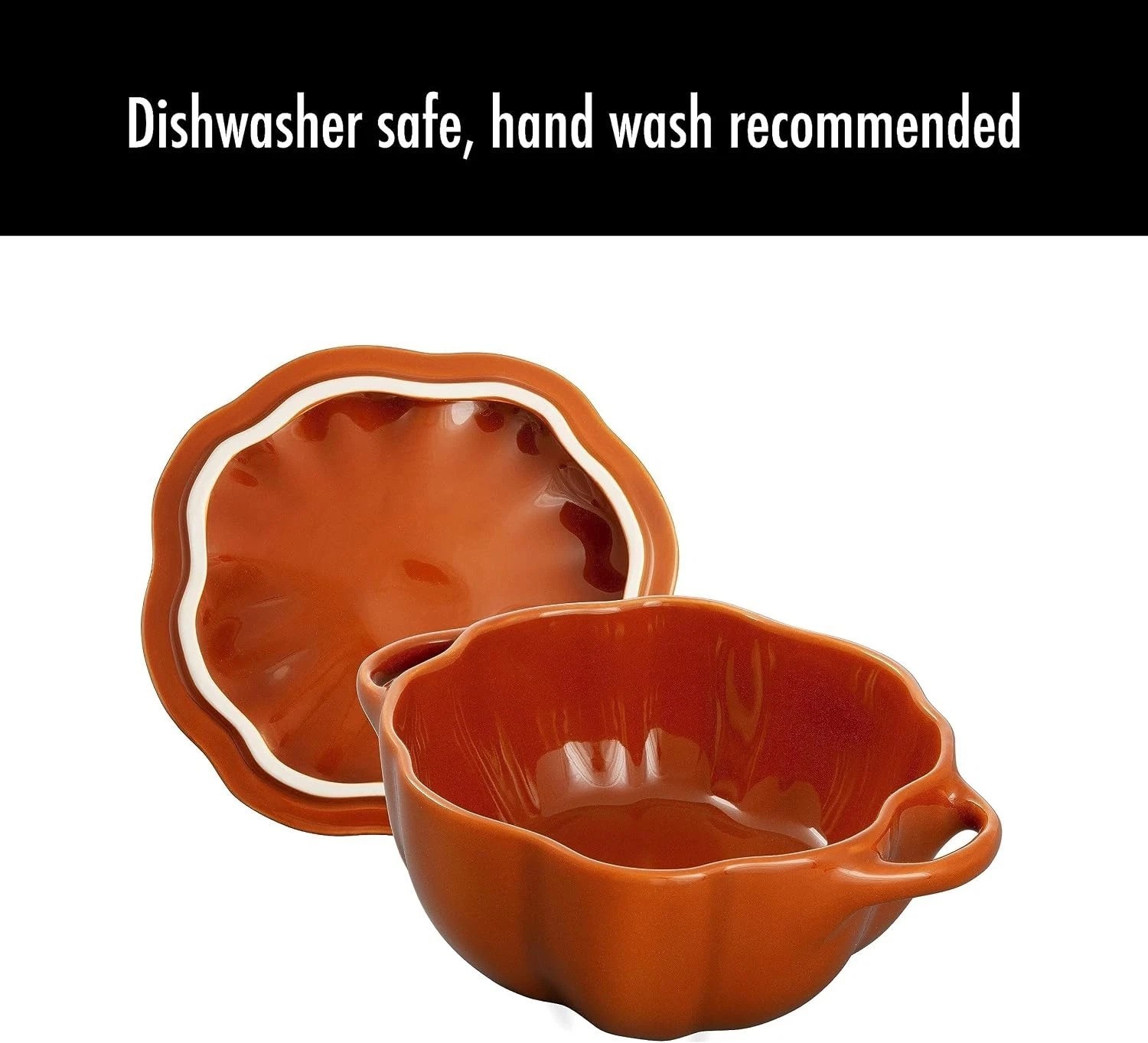 Ceramic 16-oz Petite Pumpkin Cocotte – Burnt Orange