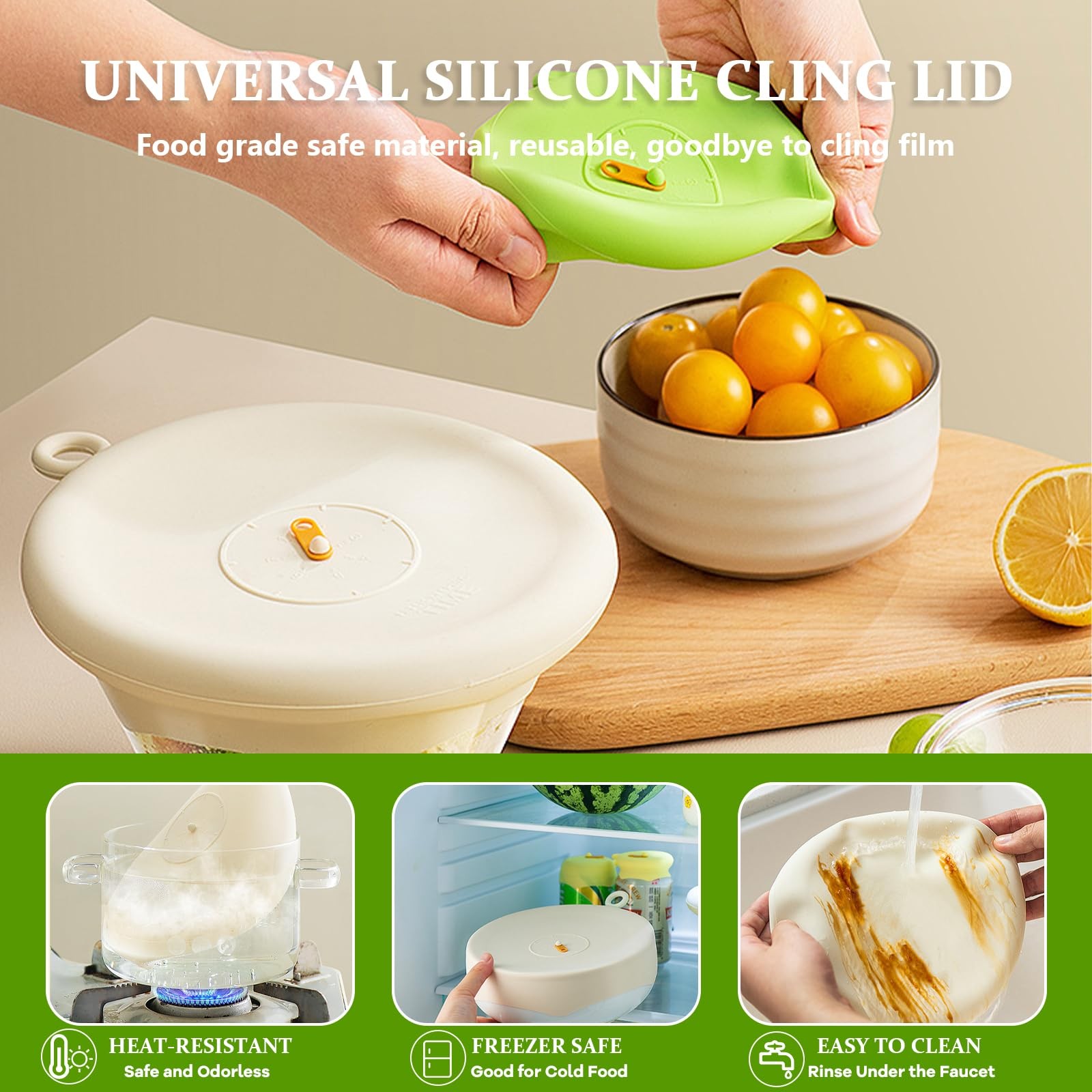 Silicone Stretch Lids Set for Food Storage, 6 Pcs Food-grade Reusable Sealing…