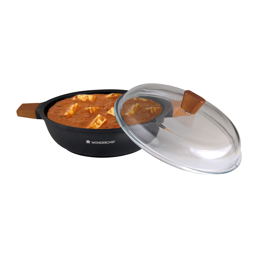 Wonderchef Die Cast Non-Stick Aluminum Shallow Casserole with Lid, 28 cm