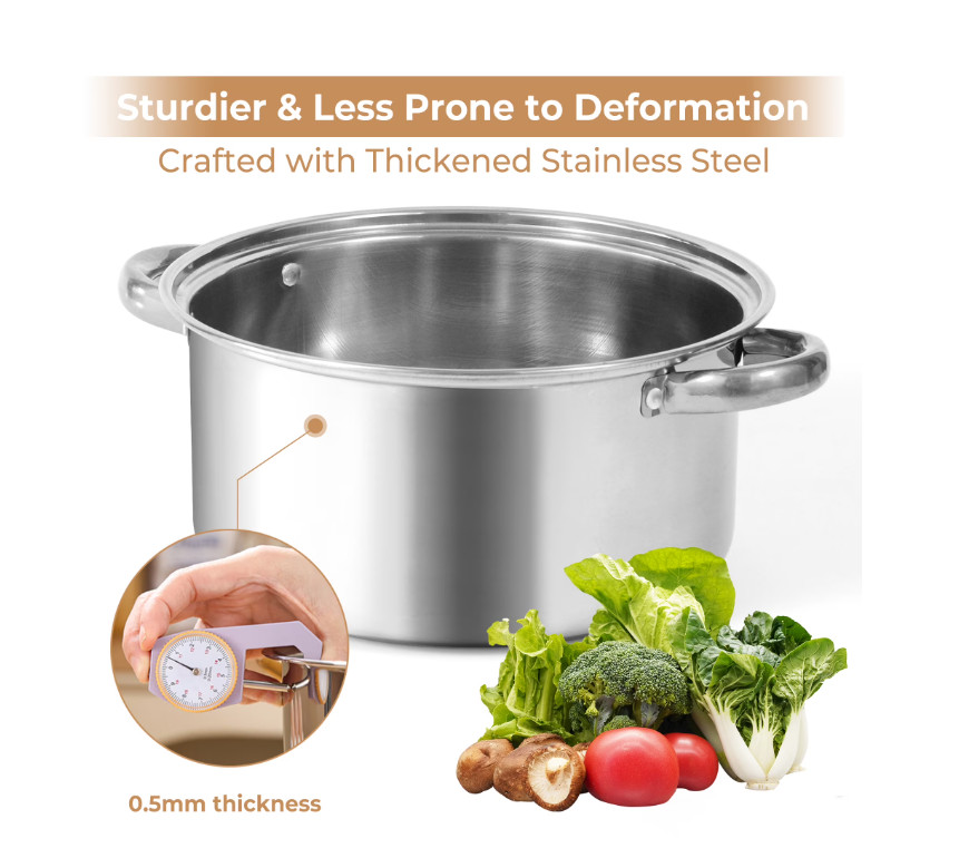11pc Stainless Steel Cookware Set Pots Pans Glass Lid Induction Silver