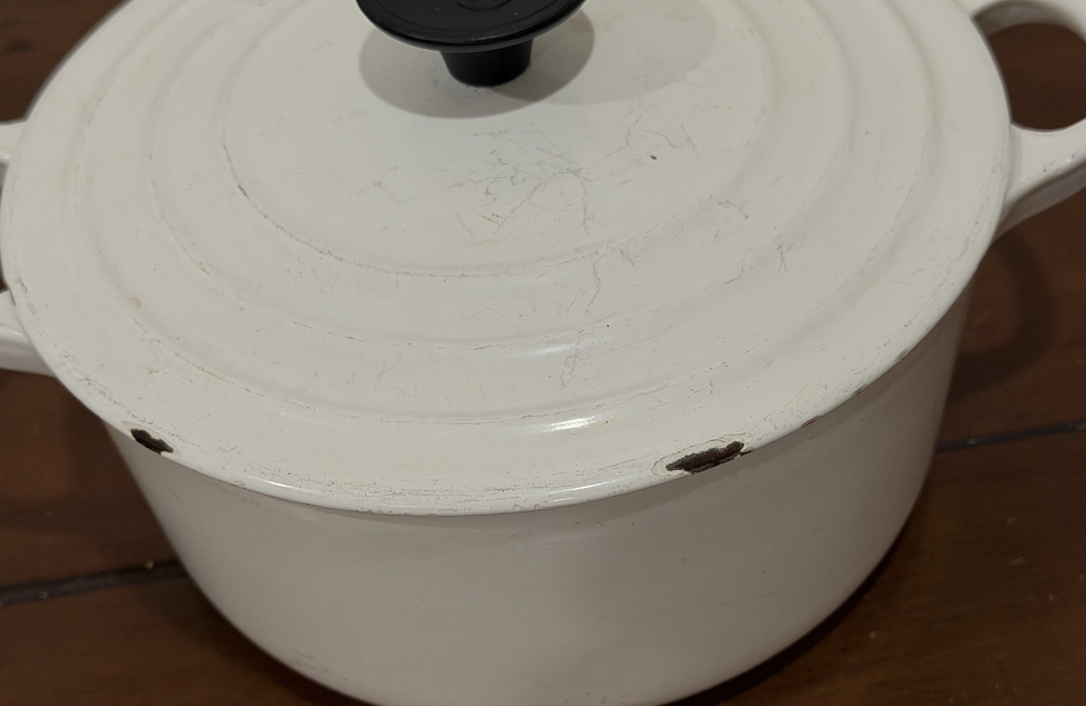 Vintage Le Creuset 18 Dutch Oven 2 Qt White Cast Iron France