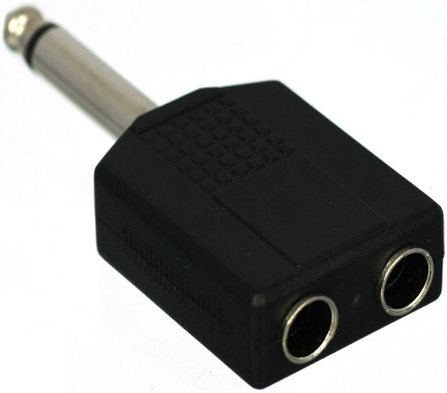 6.35mm 1/4 Inch Mono Male to 2 Female Splitter Adapter – 1/4 TS Male to Dual TS