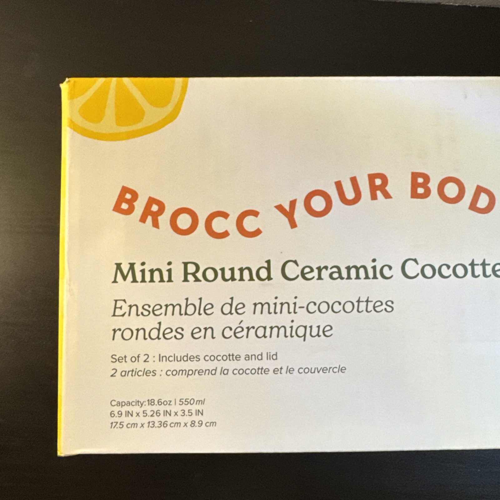 New Brocc Your Body Mini Round Ceramic Cocotte Dutch Oven Set Of 2 In Box