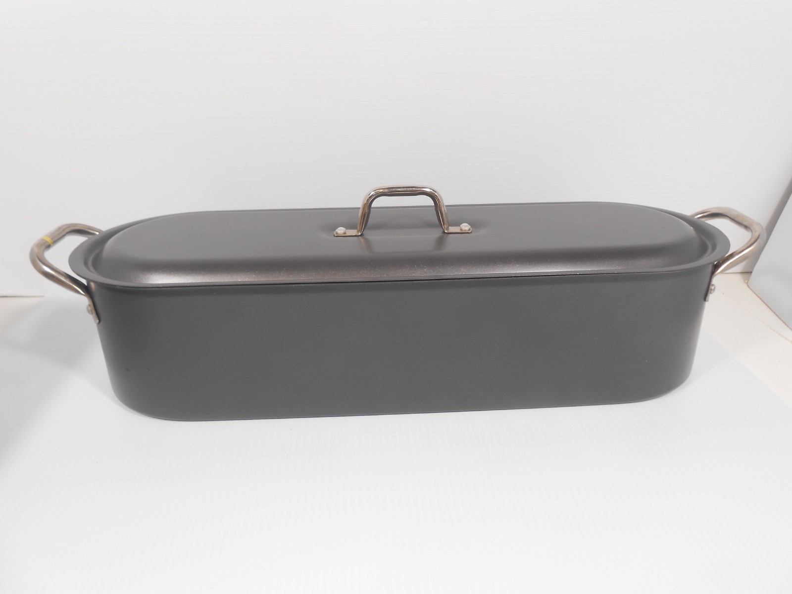 Vtg 1988 NEW METRO Non-Stick Steel 3 Piece Fish Poacher w/ Lid & Rack #711348