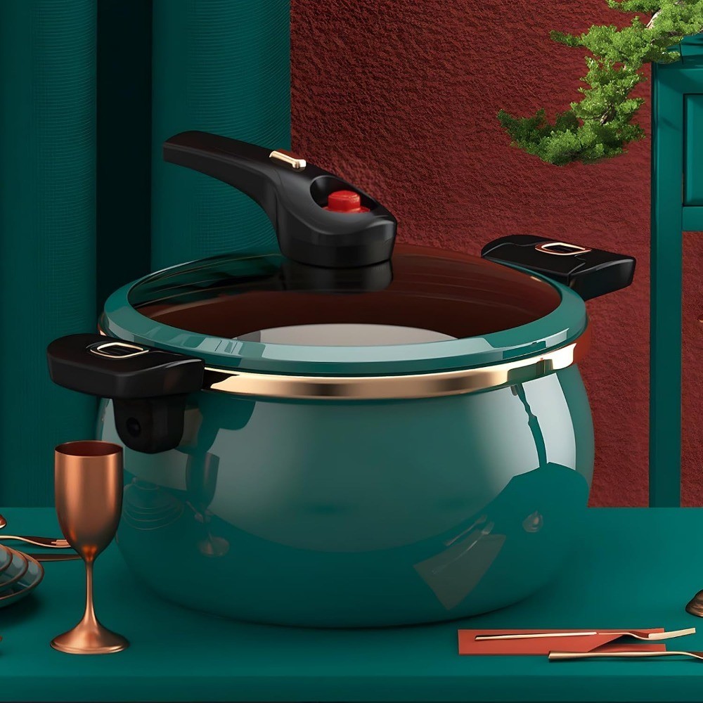 Nonstick Coated Sauce Pan with Lid Green Crock Pot with Twist & Lock